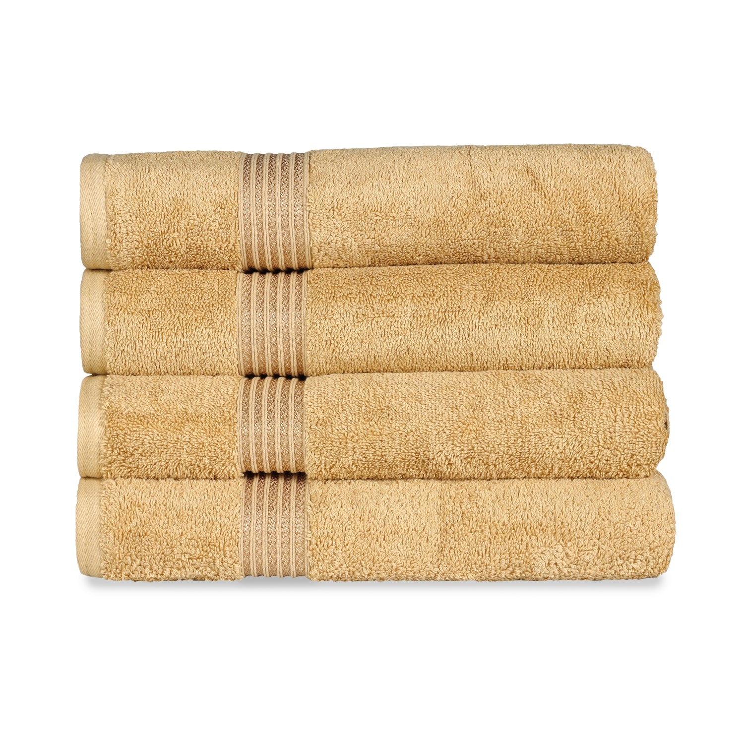 Egyptian Cotton Highly Absorbent Solid 4-Piece Ultra Soft Bath Towel Set - Gold