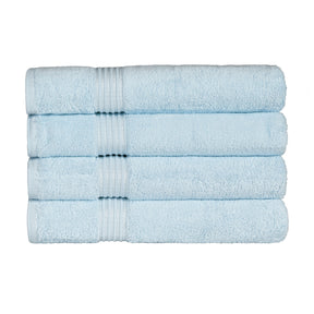 Egyptian Cotton Highly Absorbent Solid 4-Piece Ultra Soft Bath Towel Set - Light Blue