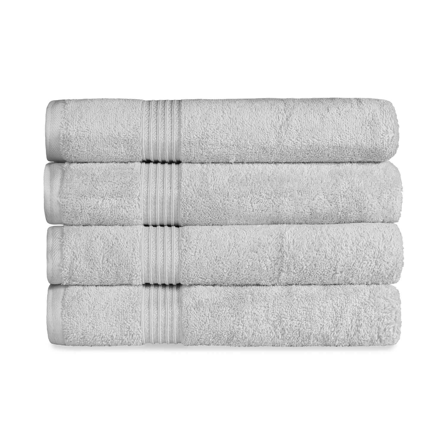 Egyptian Cotton Highly Absorbent Solid 4-Piece Ultra Soft Bath Towel Set - Silver