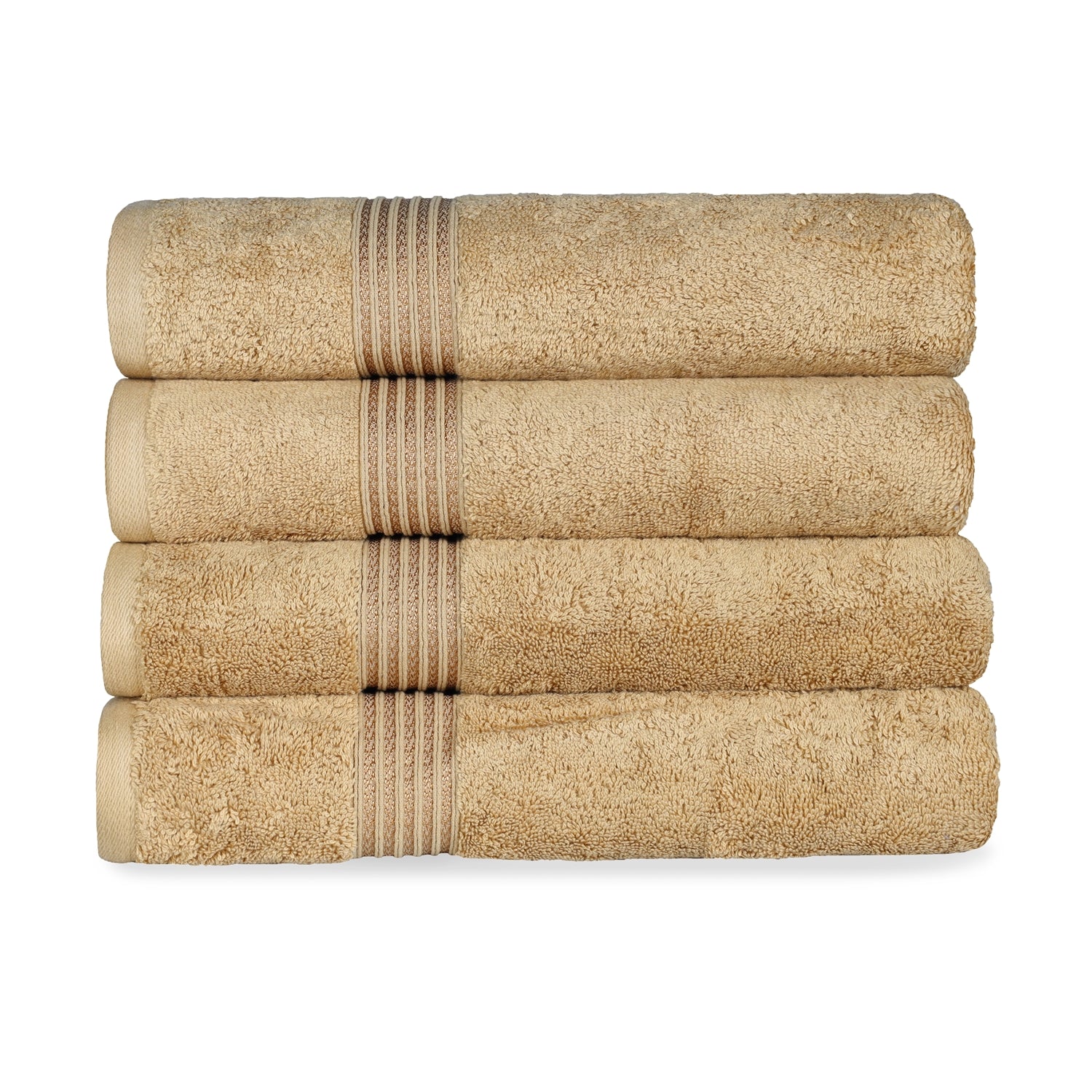 Egyptian Cotton Highly Absorbent Solid 4-Piece Ultra Soft Bath Towel Set - Toast