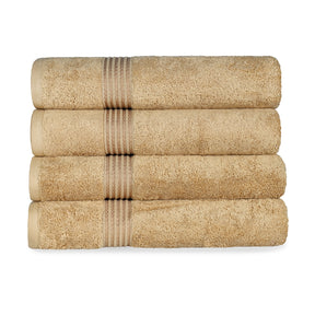 Egyptian Cotton Highly Absorbent Solid 4-Piece Ultra Soft Bath Towel Set - Toast