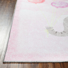 Superior Nursery Elephant Flatweave Indoor Area Rug -  Soft Pink