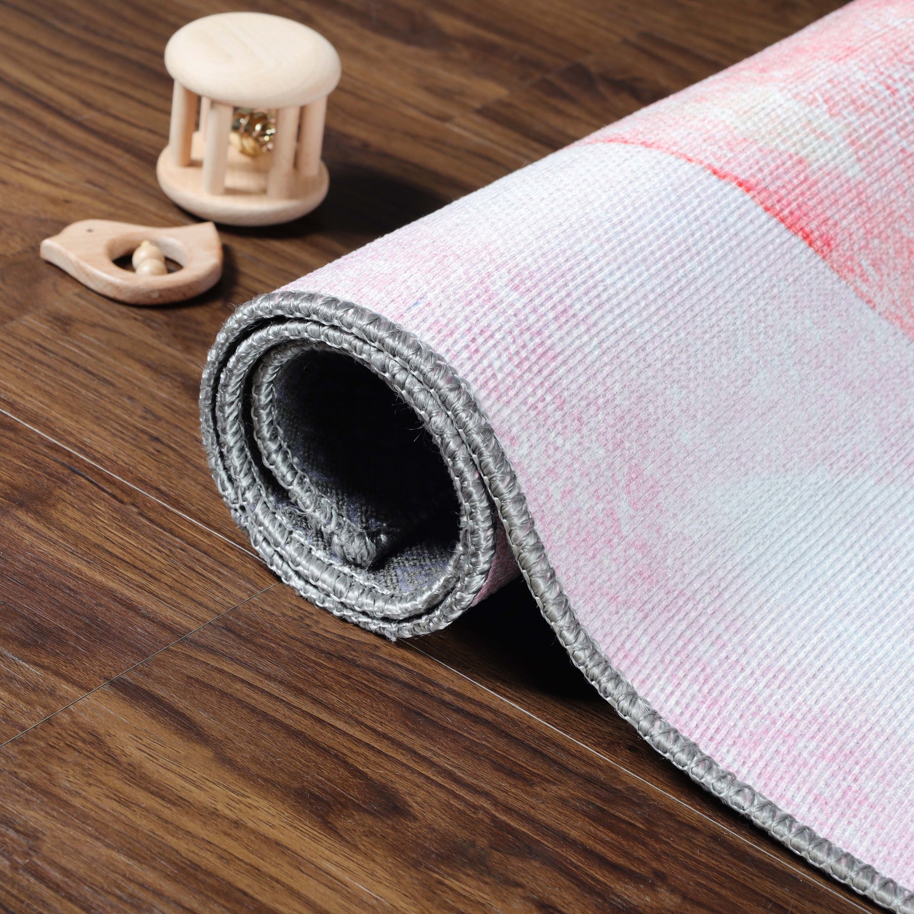 Superior Nursery Elephant Flatweave Indoor Area Rug -  Soft Pink