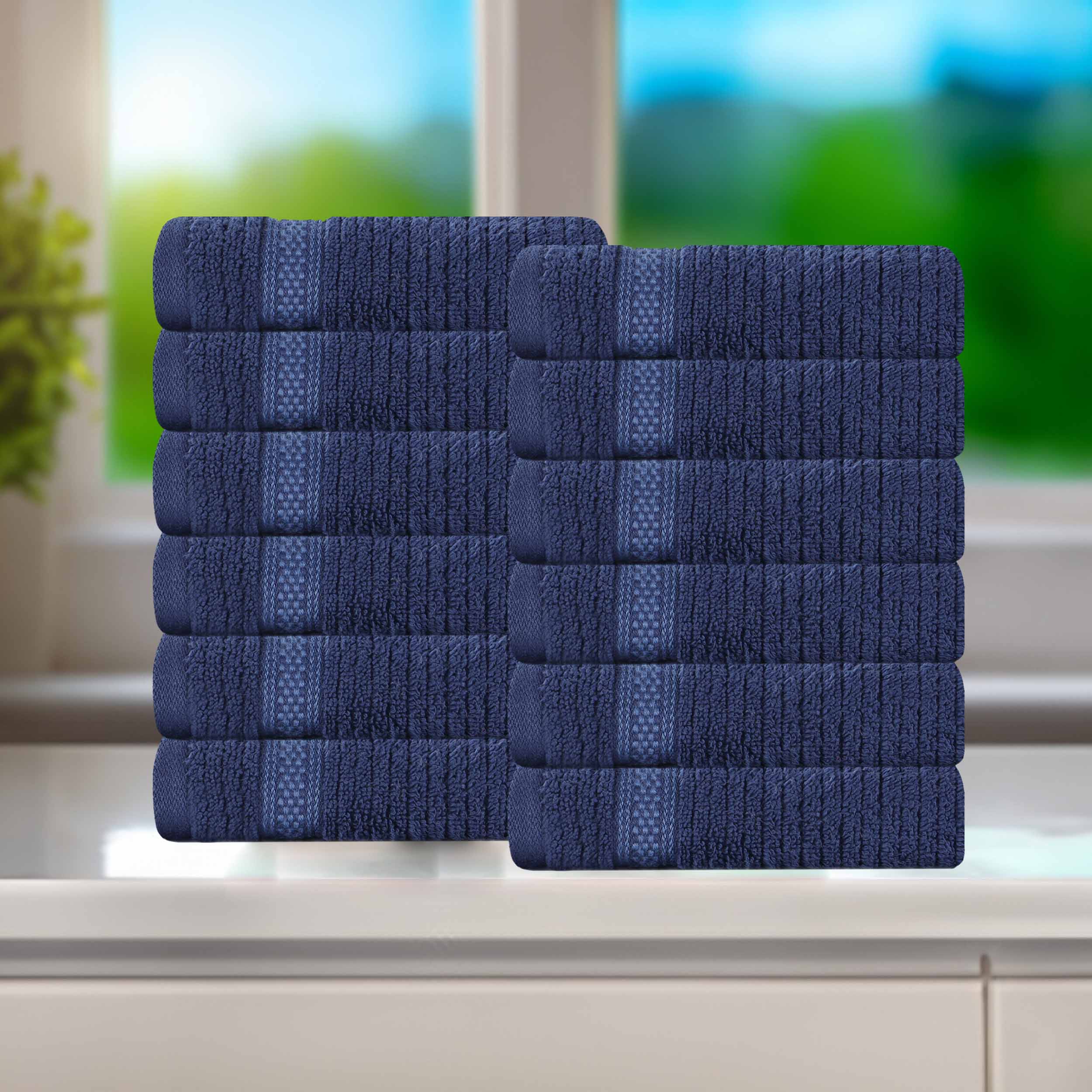 Brea Zero-Twist Cotton Ribbed Face Towel Set 12 Piece - Face Towel by Superior Brand