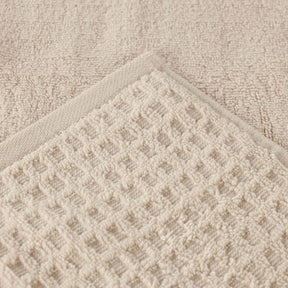 Zero Twist Cotton Waffle Honeycomb Plush Absorbent 6 Piece Towel Set - Ivory