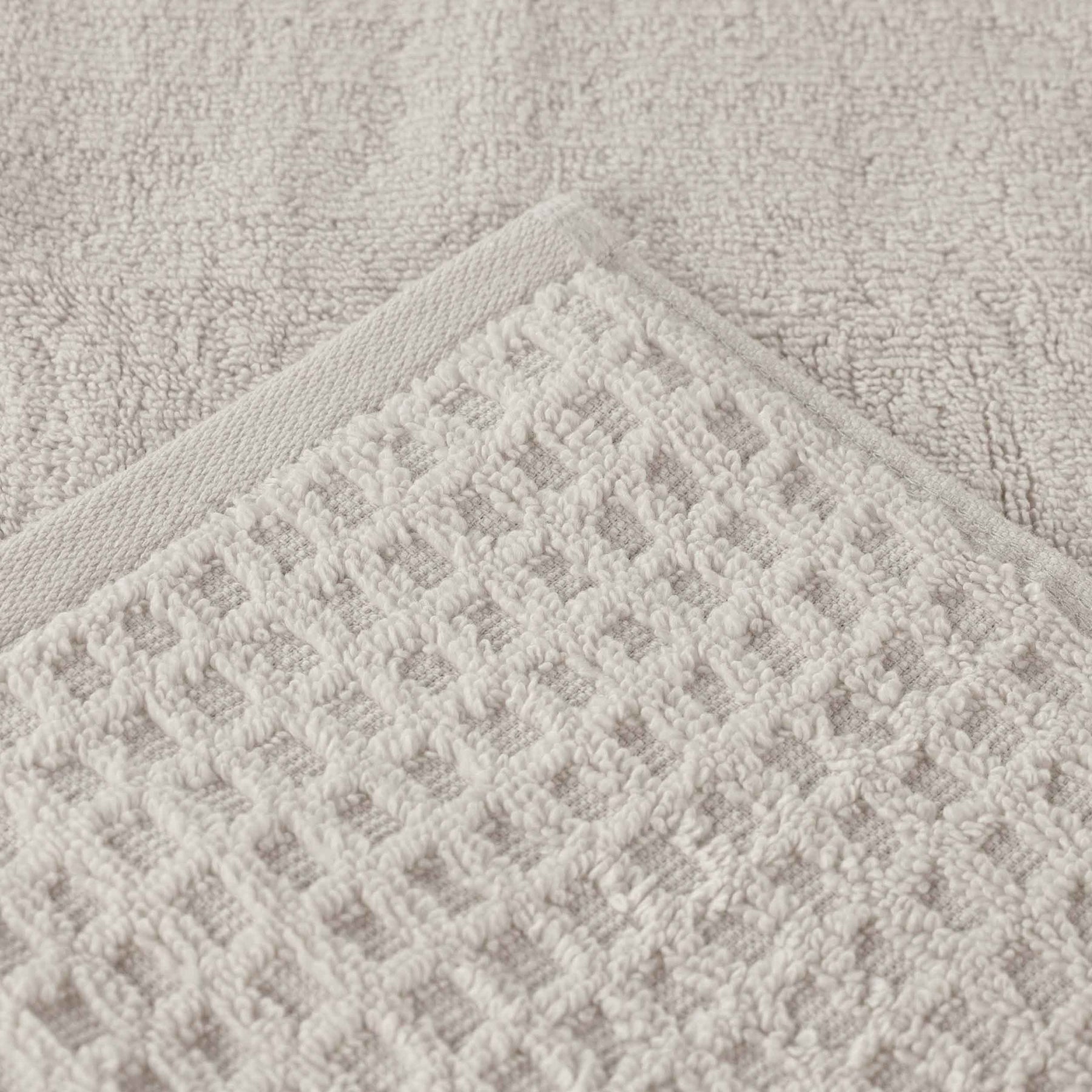 Zero Twist Cotton Waffle Honeycomb Plush Absorbent 6 Piece Towel Set - Stone