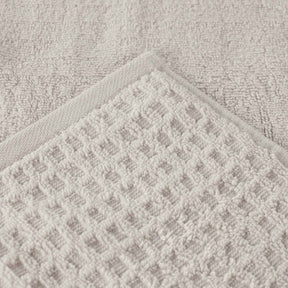 Zero Twist Cotton Waffle Honeycomb Plush Soft 12 Piece Towel Set - Stone