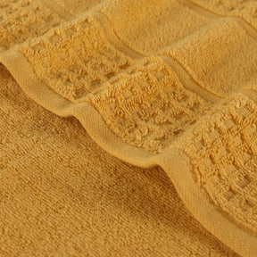 Zero Twist Cotton Waffle Honeycomb Plush Absorbent 6 Piece Towel Set - Gold