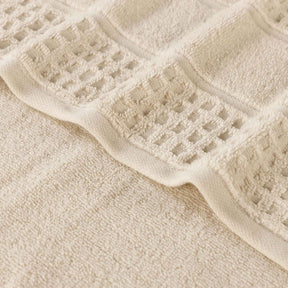 Zero Twist Cotton Waffle Honeycomb Plush Soft 12 Piece Towel Set - Ivory