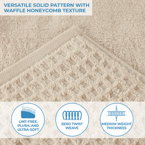 Zero Twist Cotton Waffle Honeycomb Face Towel Washcloth - Ivory