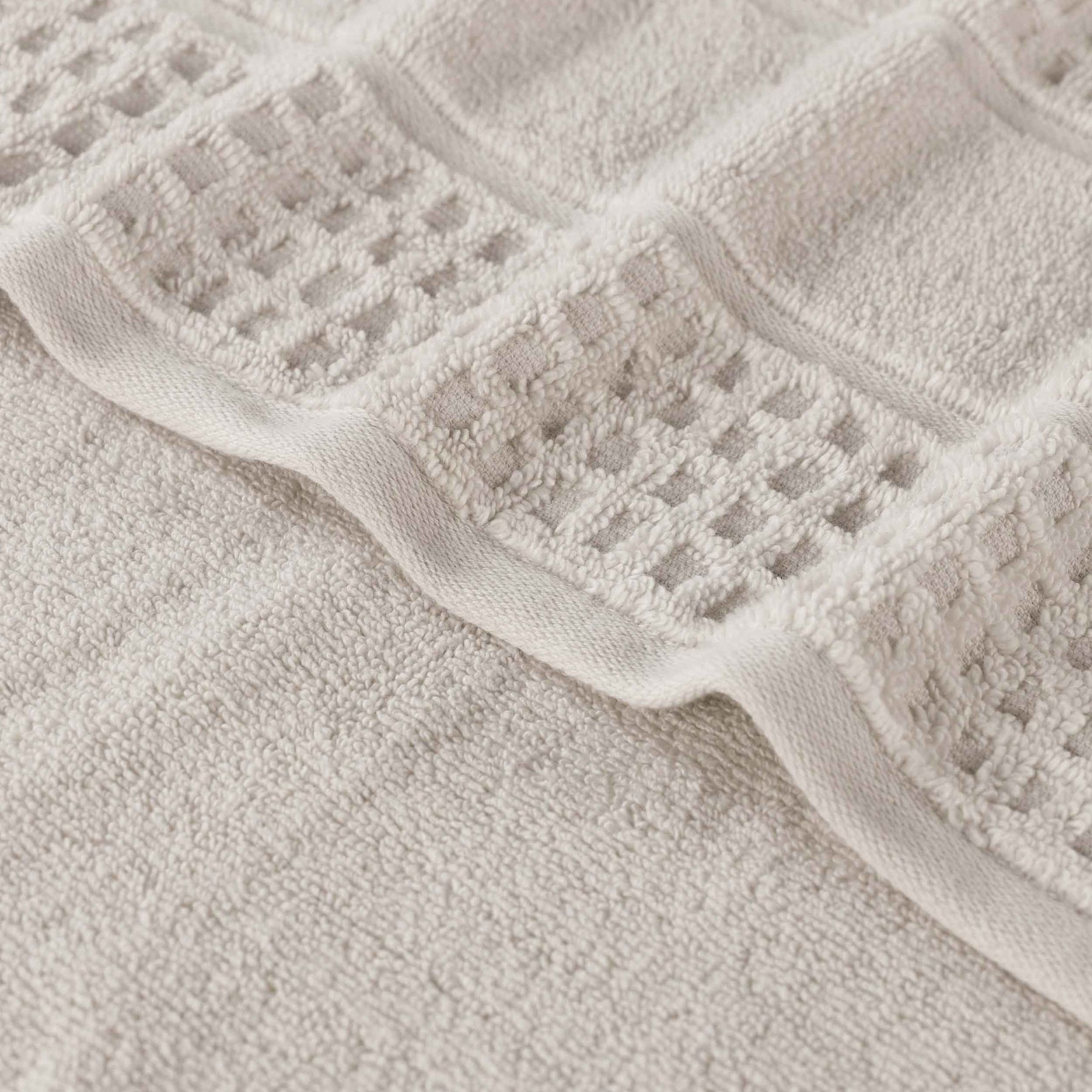 Zero Twist Cotton Waffle Honeycomb Plush Absorbent 8 Piece Towel Set - Stone