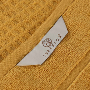 Zero Twist Cotton Waffle Honeycomb Plush Soft 12 Piece Towel Set - Gold