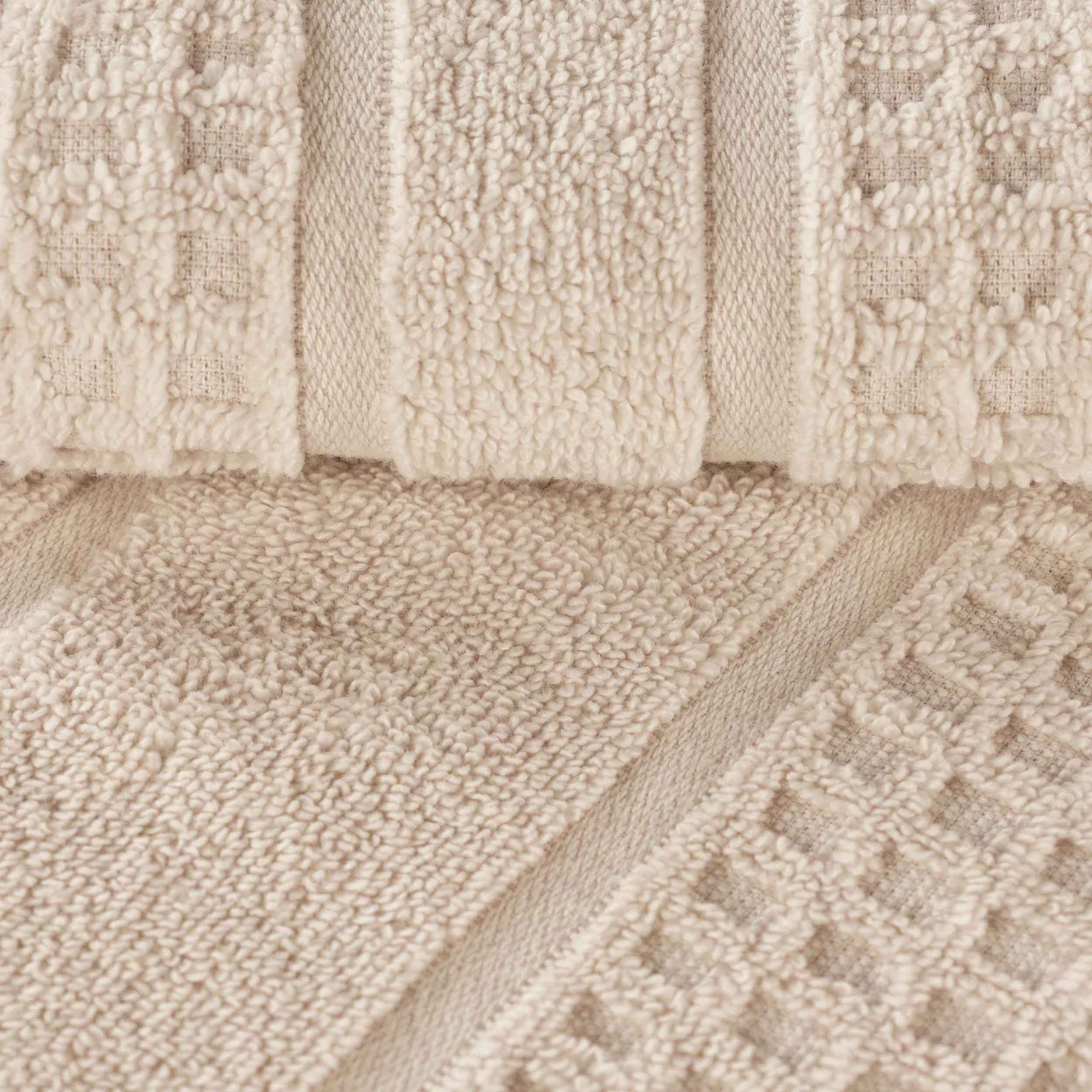 Zero Twist Cotton Waffle Honeycomb Plush Absorbent 8 Piece Towel Set - Ivory