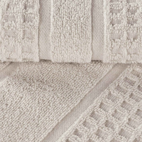 Zero Twist Cotton Waffle Honeycomb Plush Soft 12 Piece Towel Set - Stone