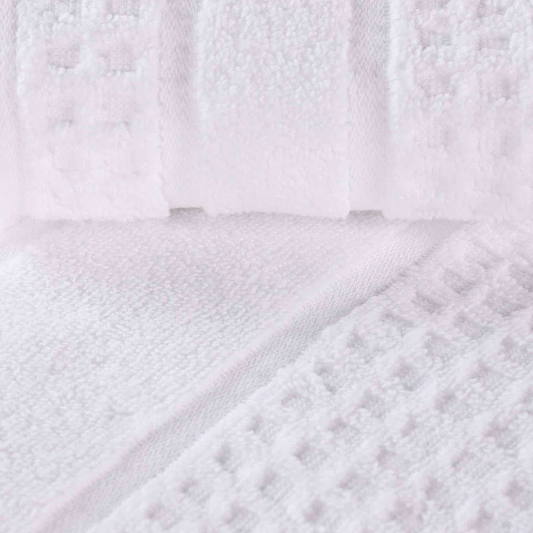 Zero Twist Cotton Waffle Honeycomb Plush Absorbent 3 Piece Towel Set - White