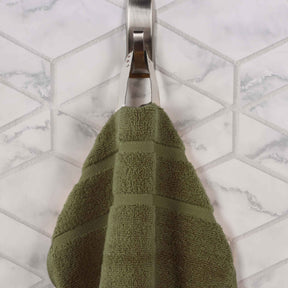 Zero Twist Cotton Waffle Honeycomb Plush Absorbent 8 Piece Towel Set - Forest Green