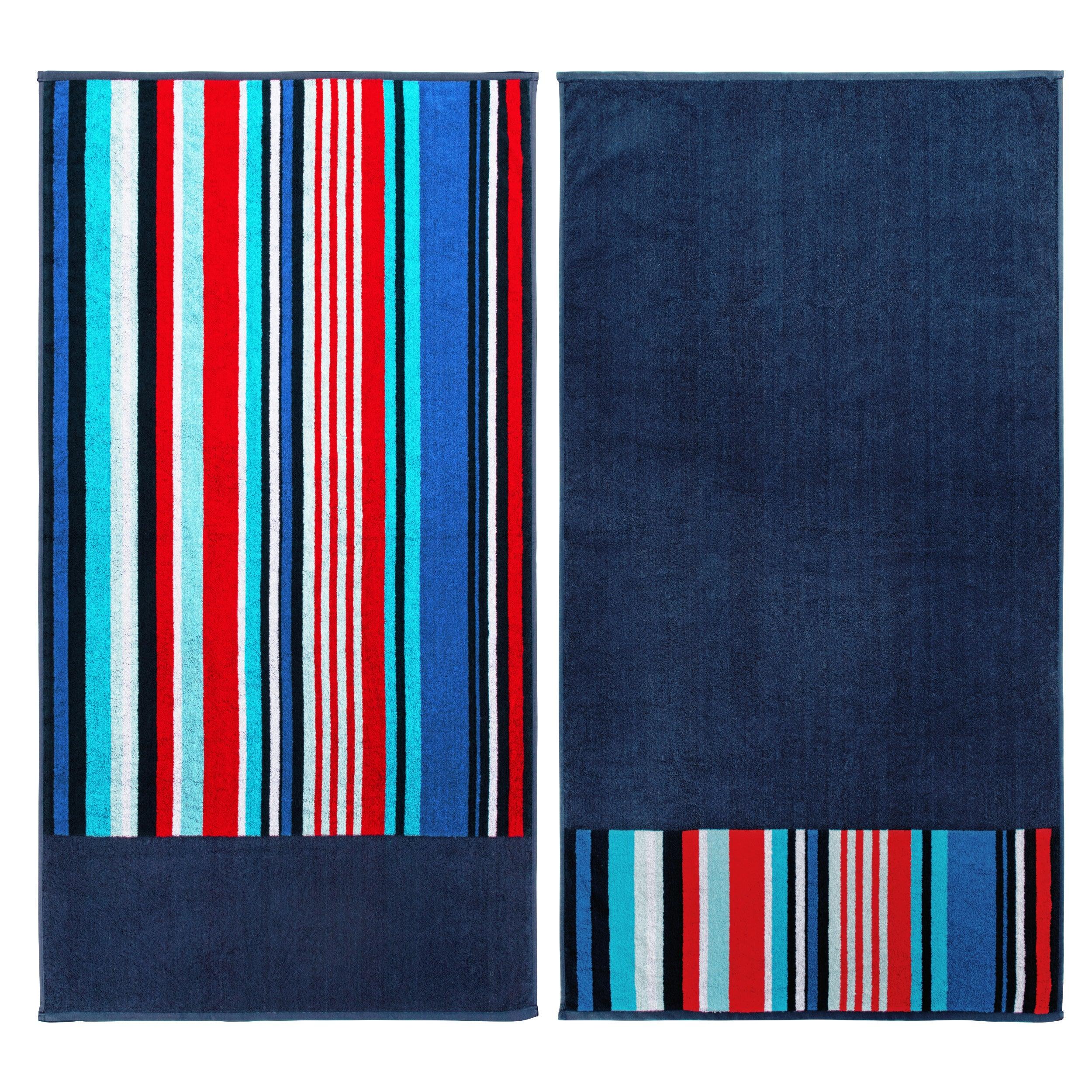 Nautical Stripe Cotton Oversized 2 Piece Beach Towel Set - Egyptian Cotton Beach Towel by Superior