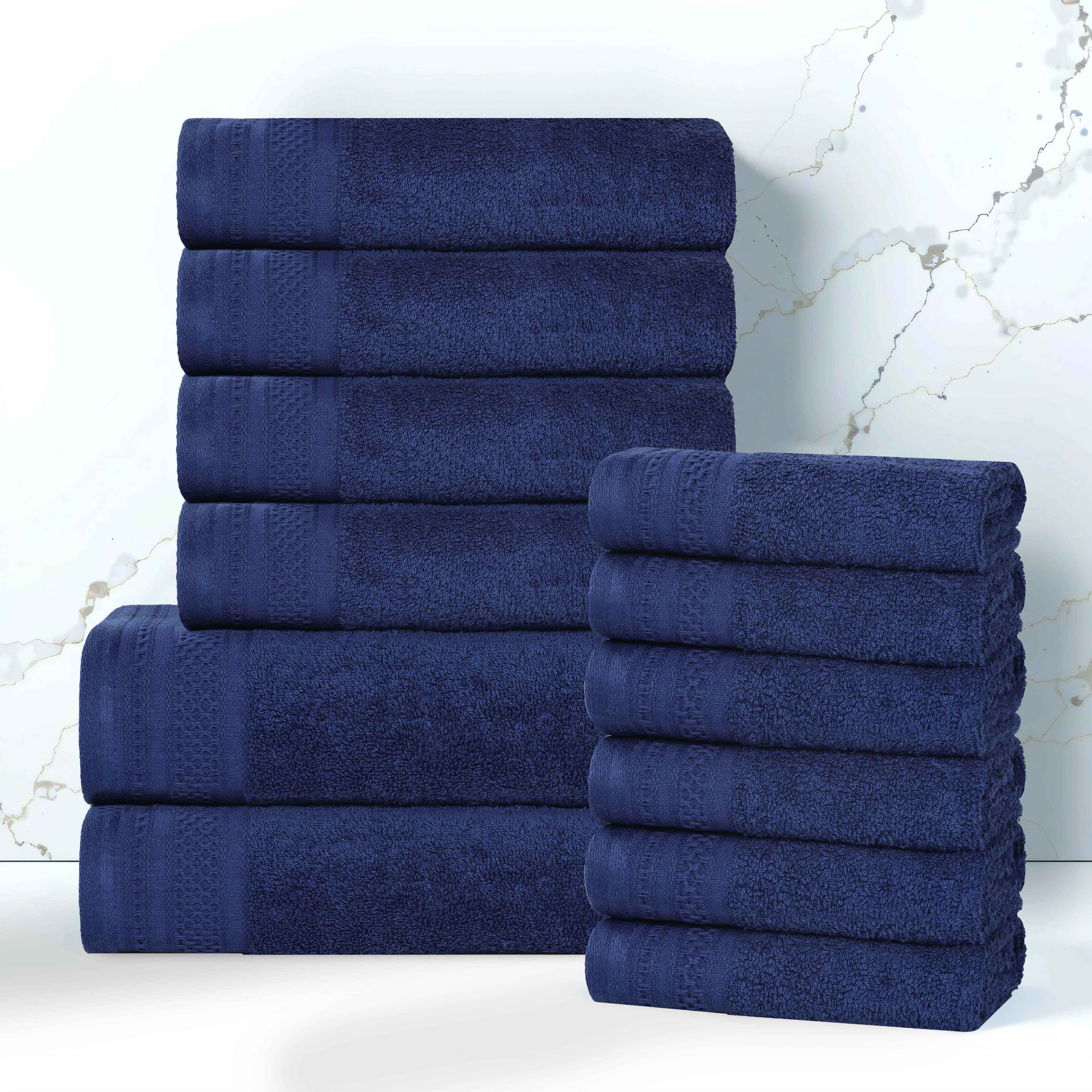 Cotton Waffle Border Towel Set 12-Piece - Honeycomb - Towel Set by Superior Brand