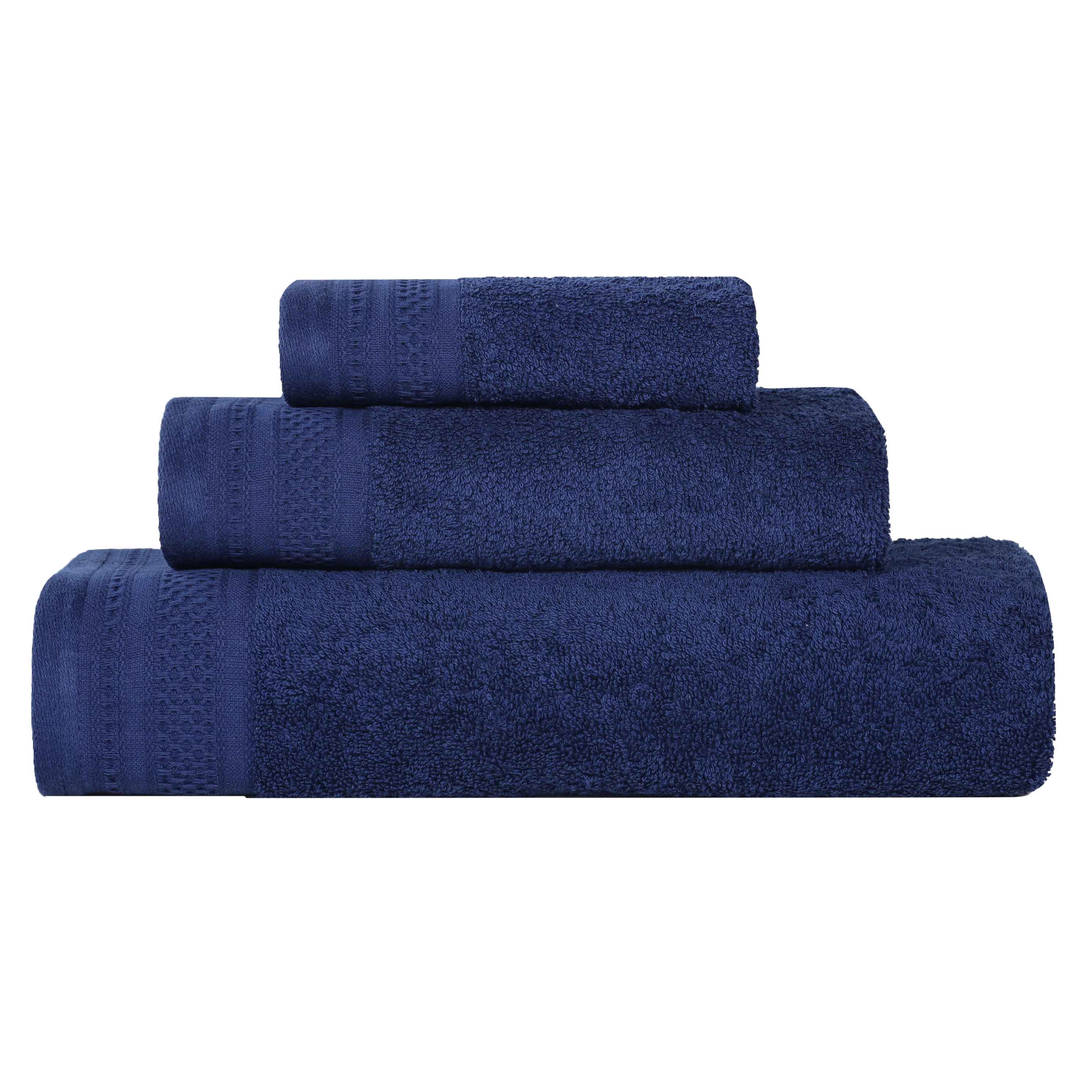 Honeycomb Textured Waffle Border Cotton 3 Piece Towel Set - Towel Set by Superior Brand