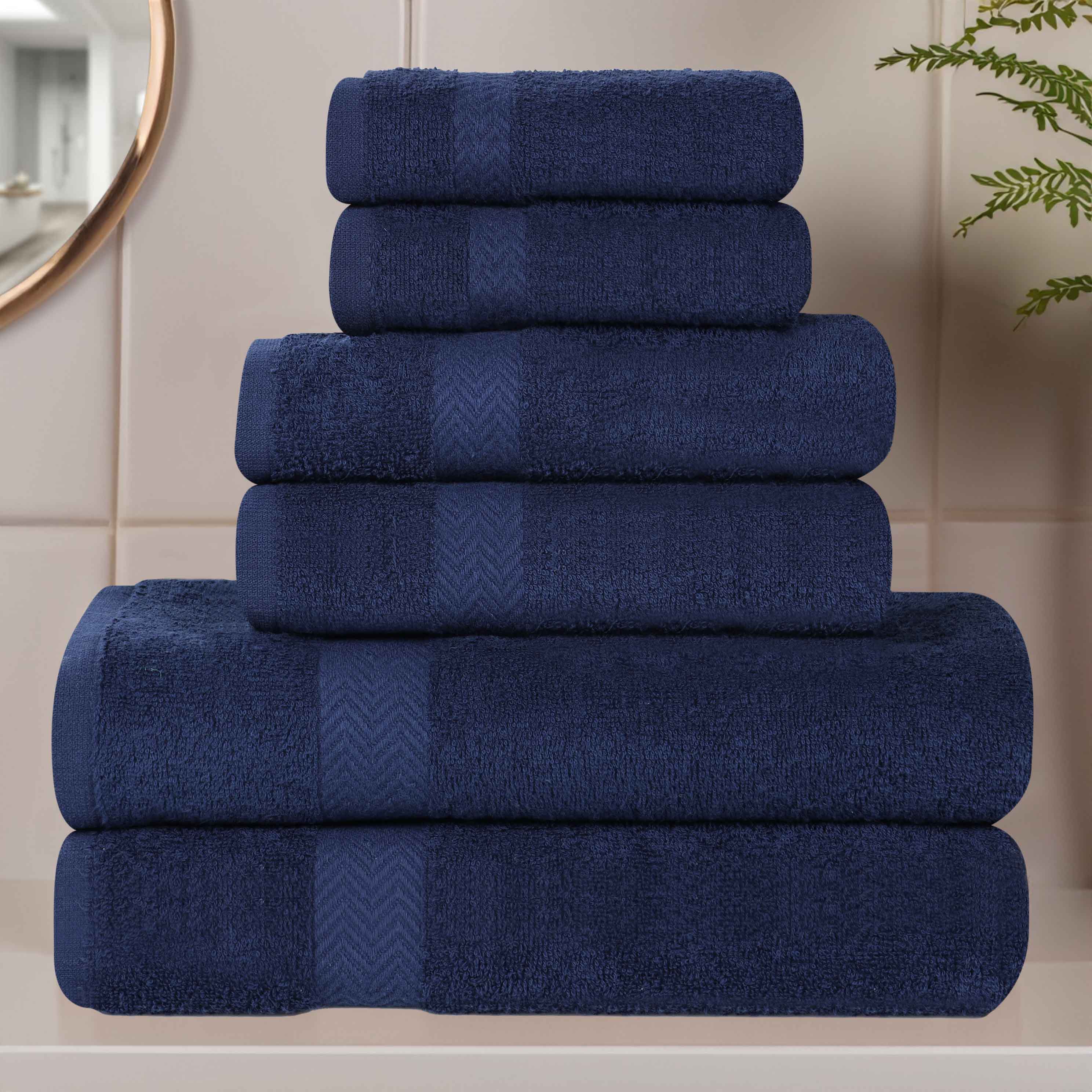 6 Piece Cotton Eco-Friendly Soft Absorbent Towel Set - Towel Set by Superior Brand