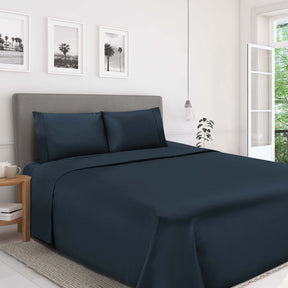 Egyptian Cotton 1200 Thread Count Eco-Friendly Solid Sheet Set - NavyBlue