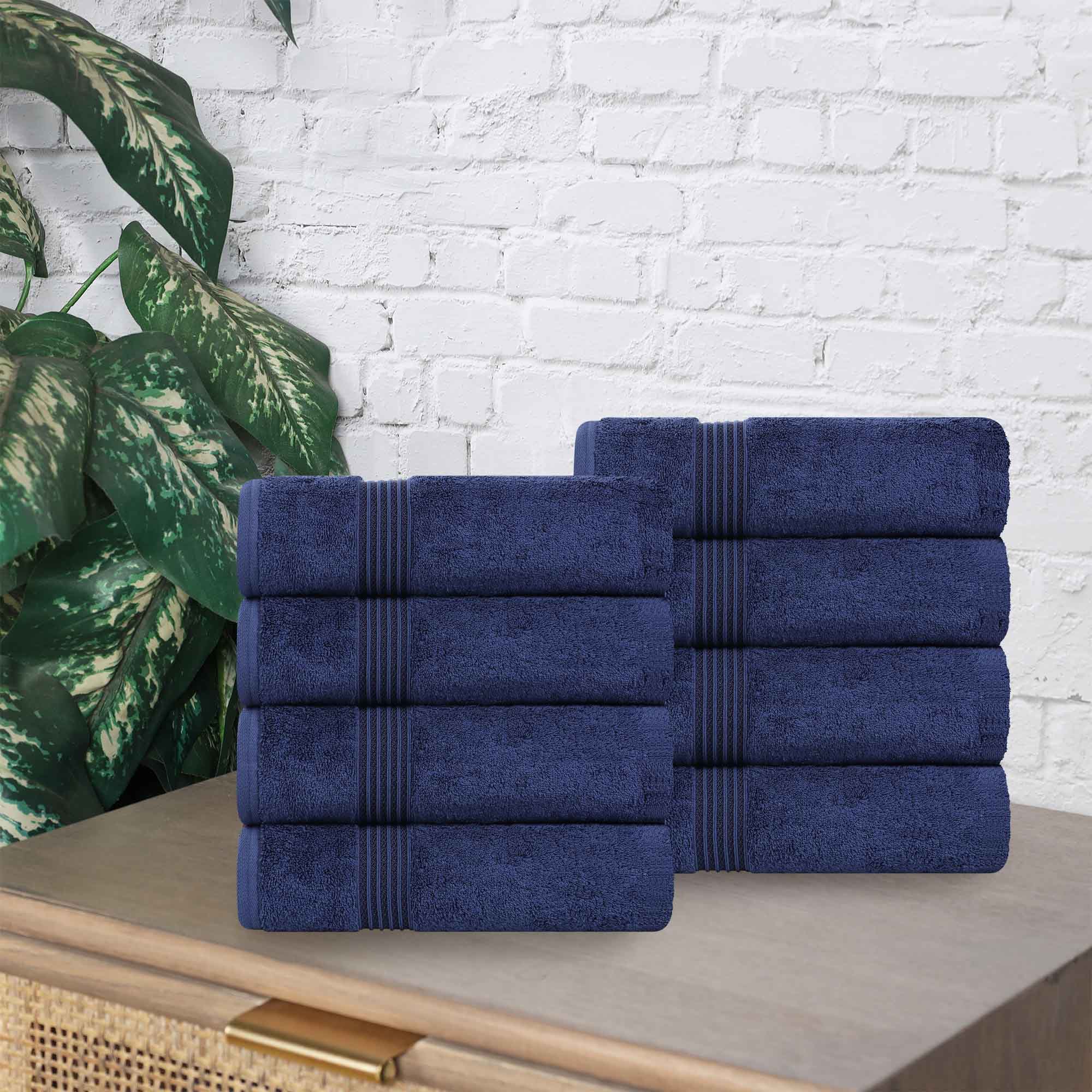 Heritage Egyptian Cotton Plush Thick Absorbent Hand Towel Set of 8 - Egyptian Cotton Hand Towel by Superior