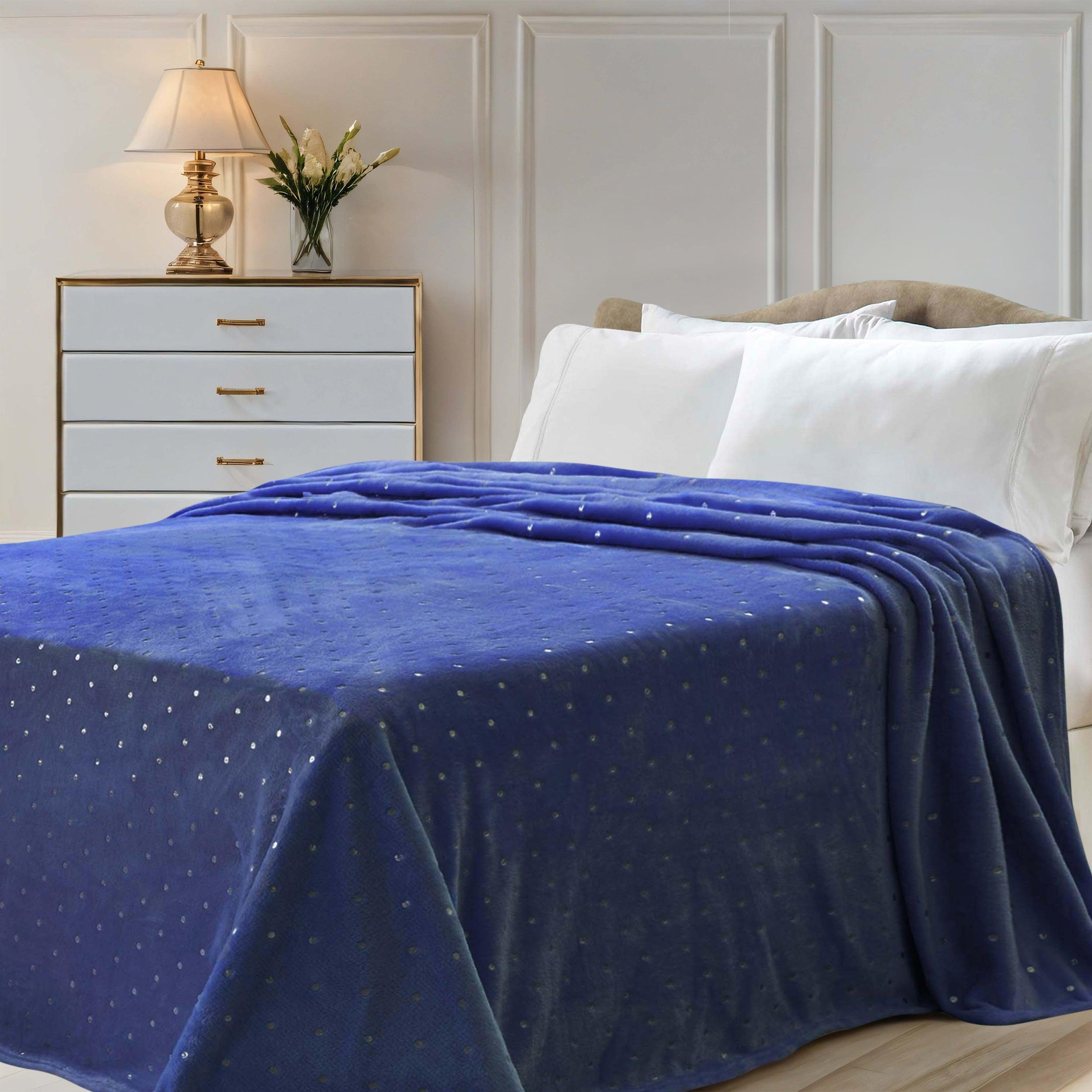 Fleece Plush Medium Weight Fluffy Soft Decorative Polka Dot Blanket - Blanket by Superior Brand