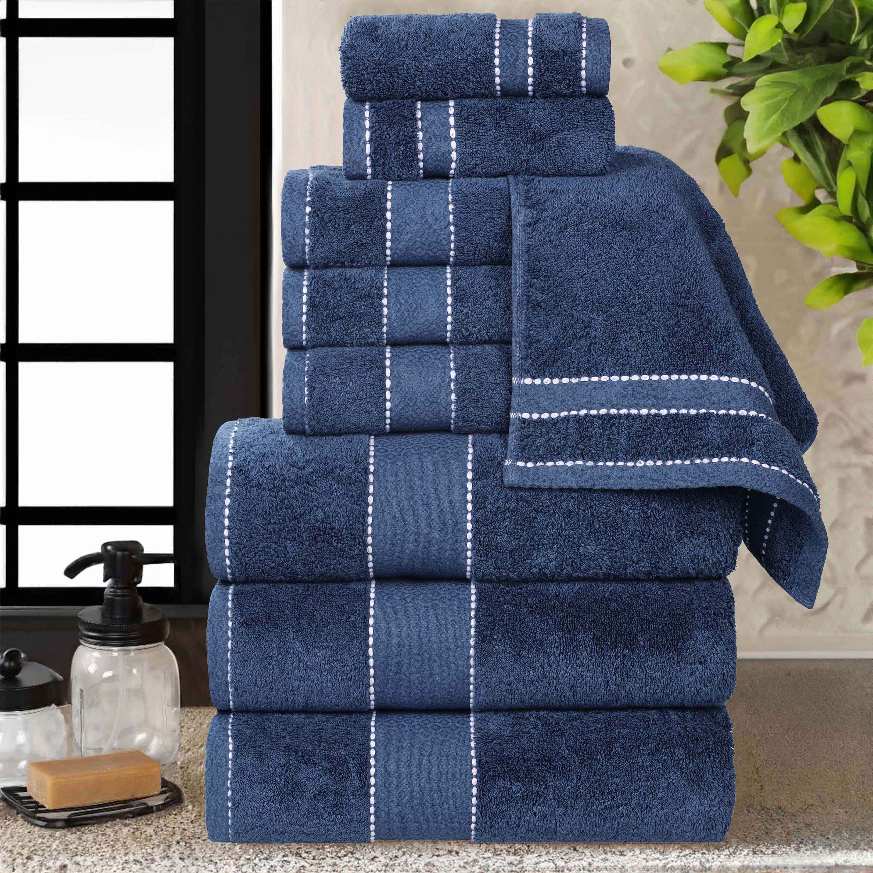 Egyptian Giza Cotton Plush Soft Towel Set 9 Piece - Egyptian Cotton Towel Set by Superior Brand