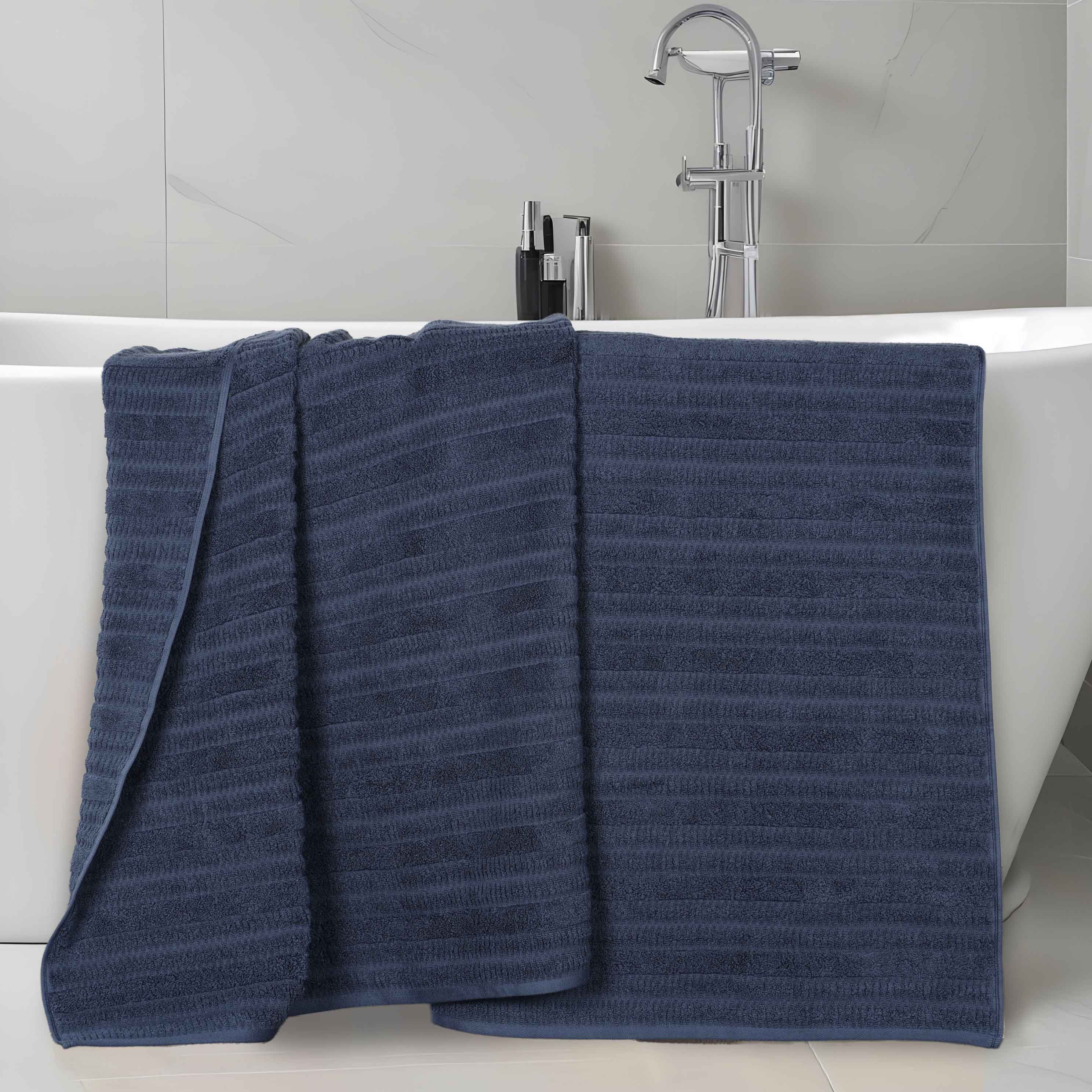 Mika Smart Twist Viscose Cotton Blend Ribbed Bath Sheets, Set of 2 - Bath Sheet by Superior Brand