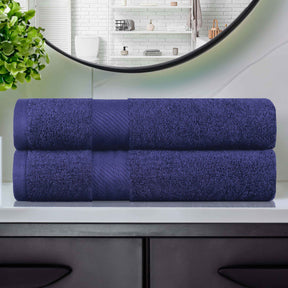 Kendell Egyptian Cotton Solid Medium Weight Bath Towel Set of 2 - NavyBlue