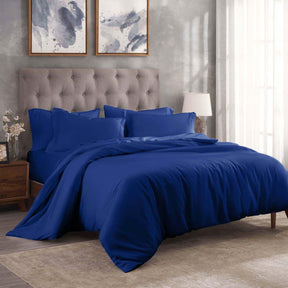 300 Thread Count Modal from Beechwood Solid Duvet Cover Set - Navy Blue