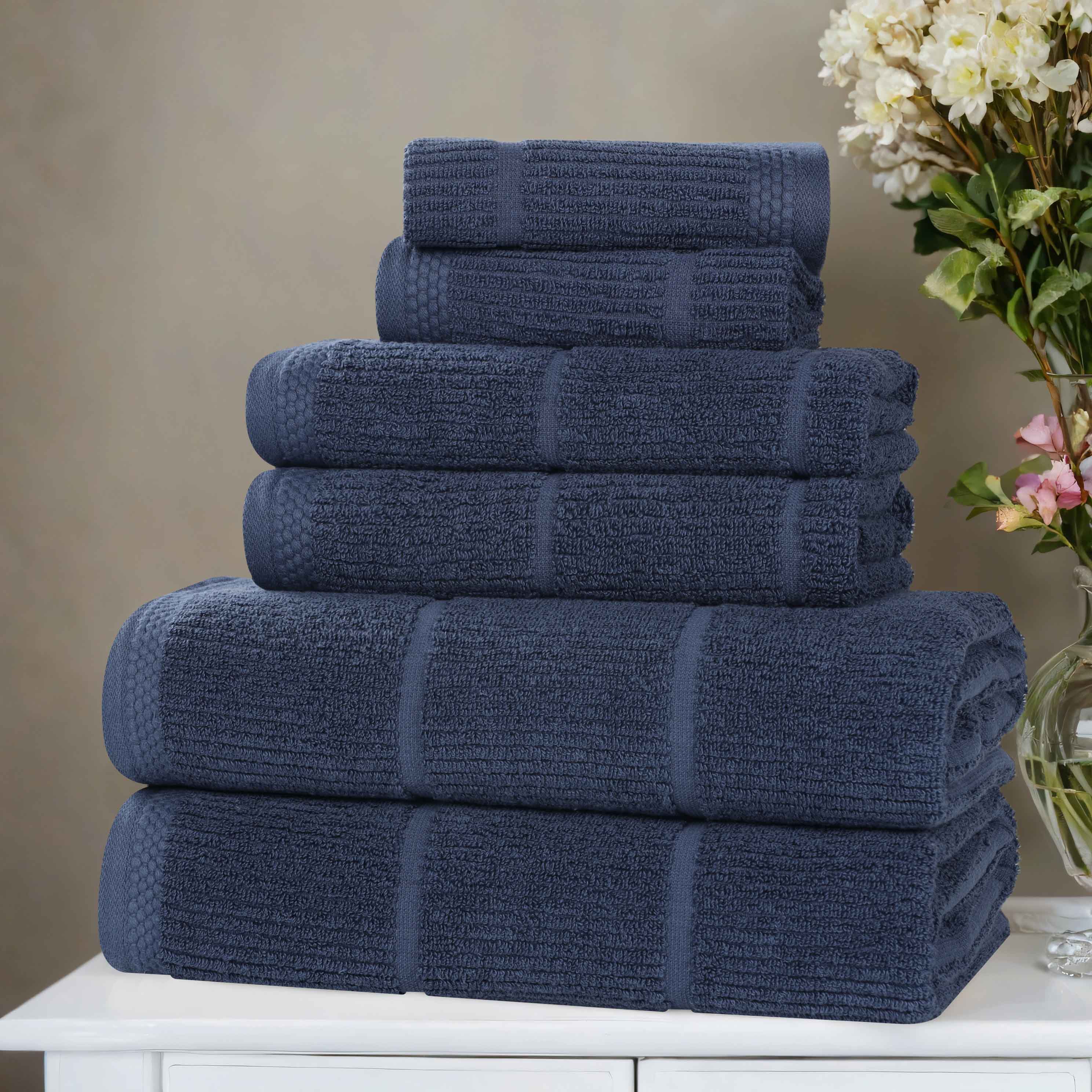 Milo Smart Twist Cotton Medium Weight Solid Ribbed 6 Piece Towel Set - Towel Set by Superior