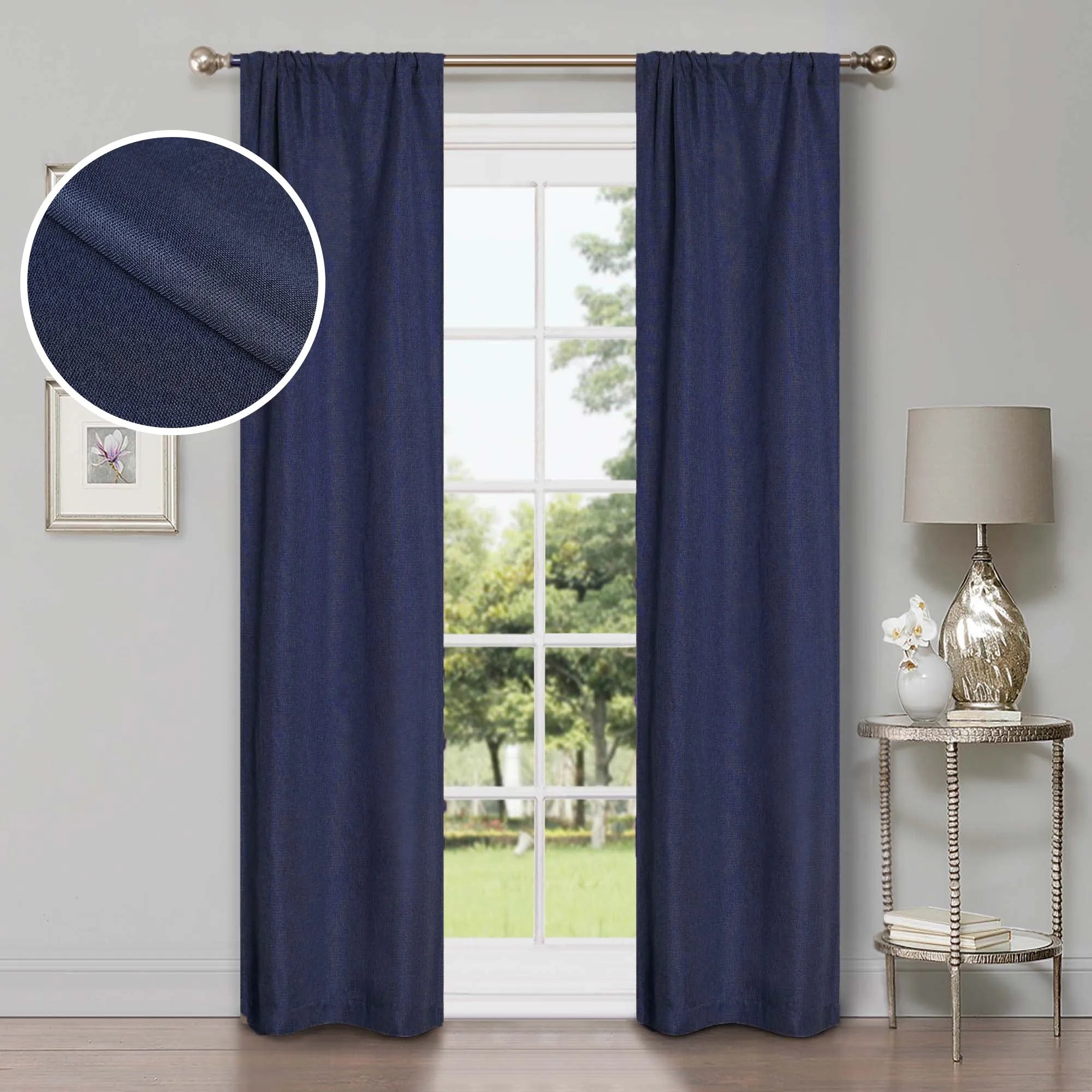 Linen Pattern Washable Room Darkening Blackout Curtains, Set of 2 - Blackout Curtains by Superior Brand