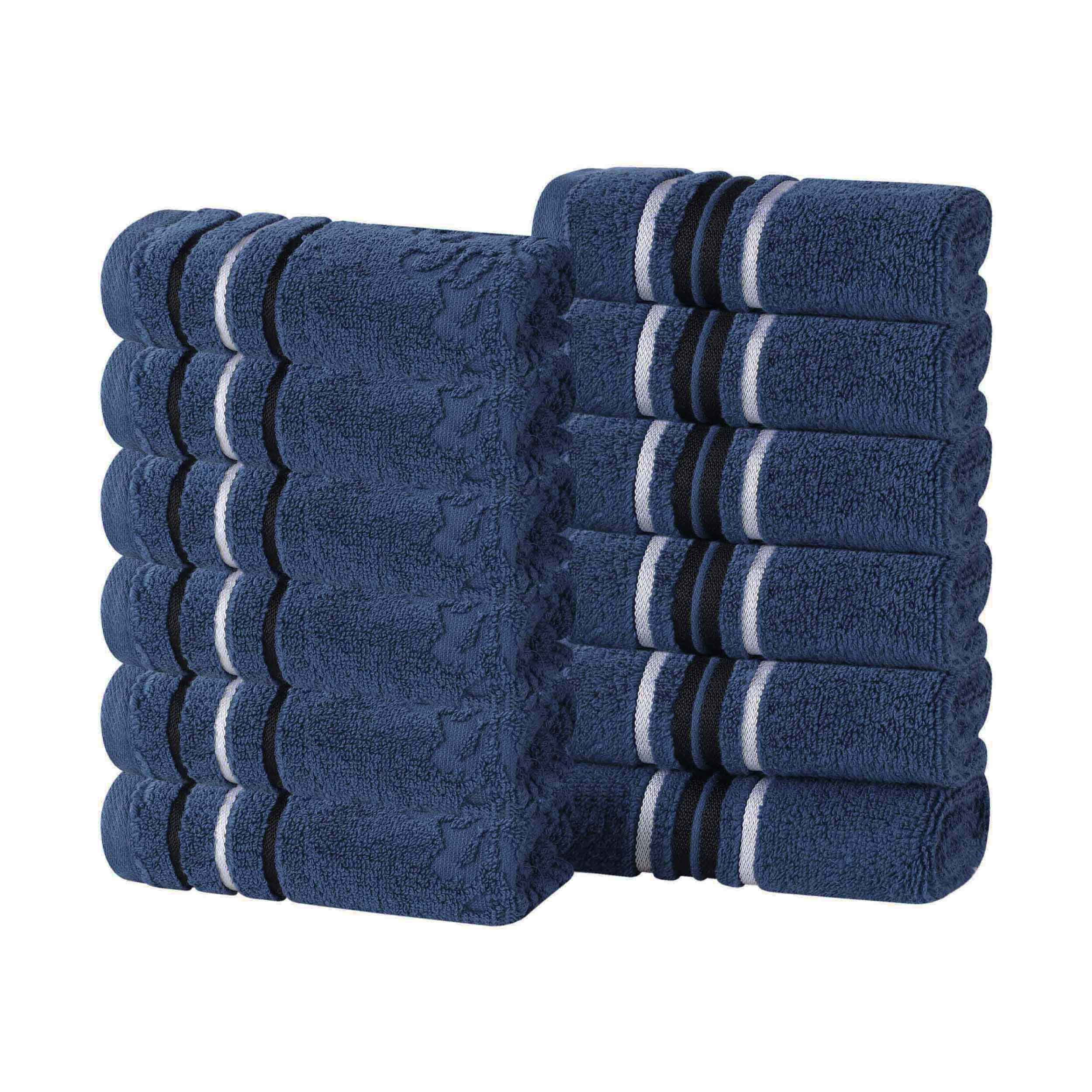 Sadie Zero Twist Cotton Solid and Jacquard Floral Face Towel Set of 12 - Face Towel by Superior Brand