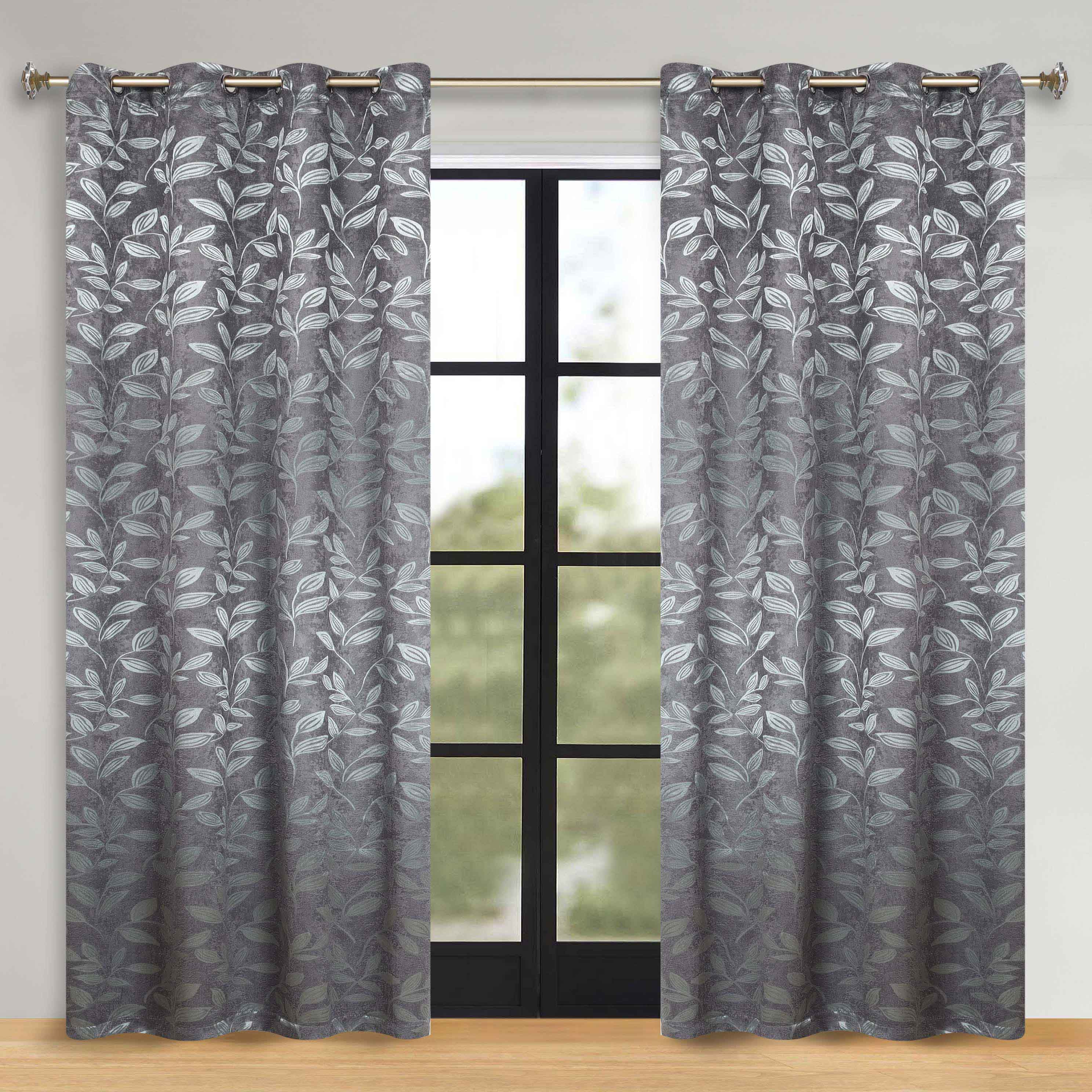 Leaves Room Darkening Washable Blackout Curtain Panels, Set of 2 - Blackout Curtains by Superior