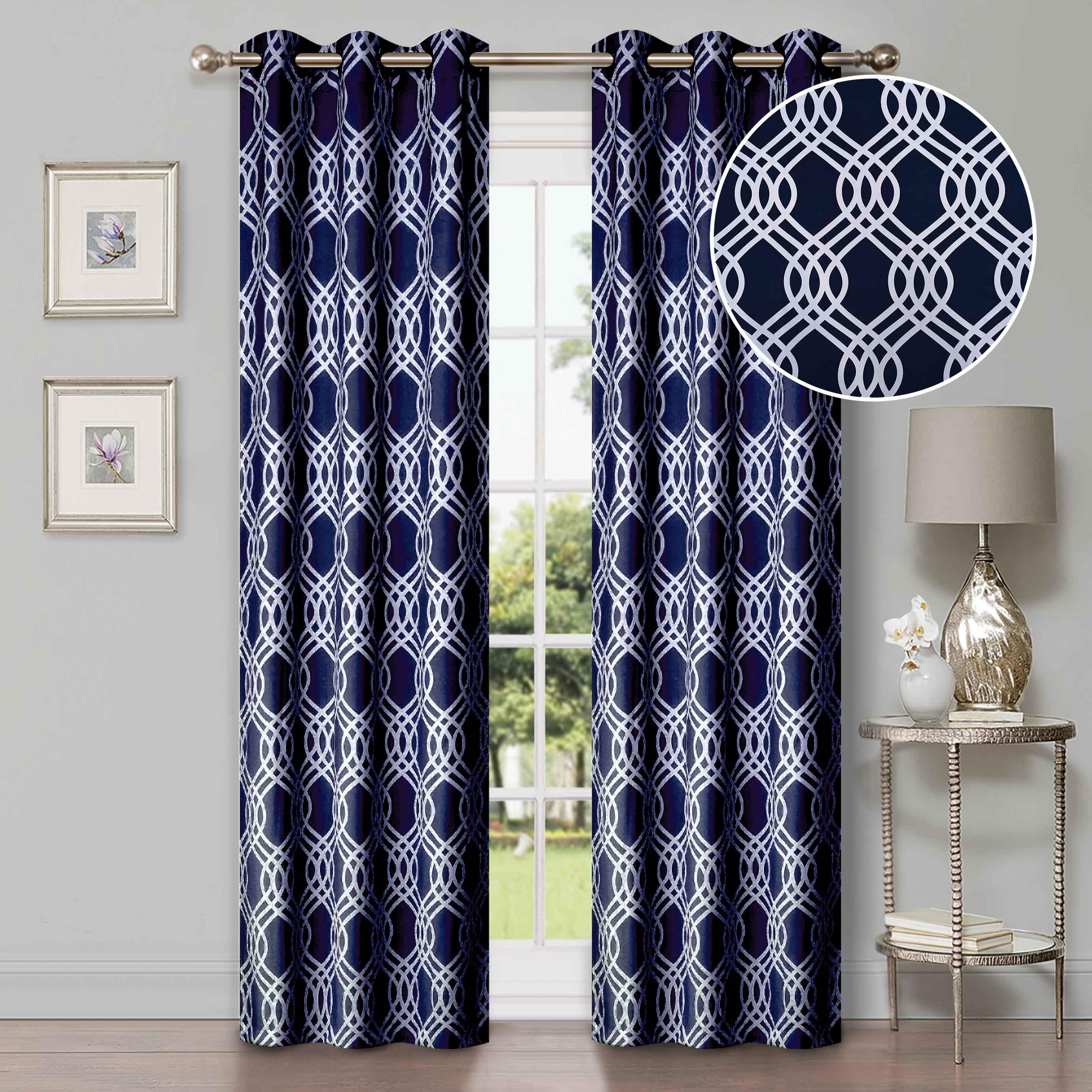 Ribbon Trellis Washable Room Darkening Blackout Curtains, Set of 2 - Blackout Curtains by Superior Brand