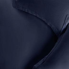 Cotton Flannel Solid Duvet Cover Set with Button Closure - NavyBlue