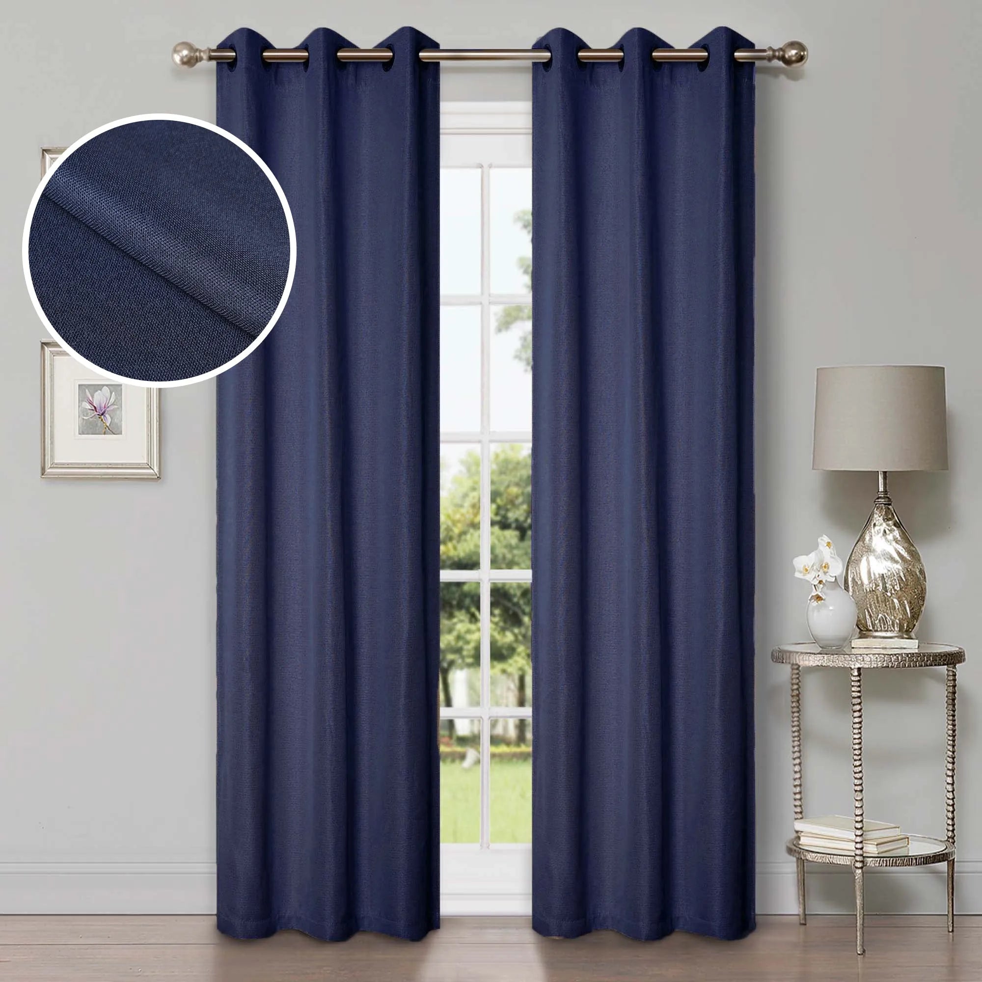Linen Pattern Washable Room Darkening Blackout Curtains, Set of 2 - Blackout Curtains by Superior Brand
