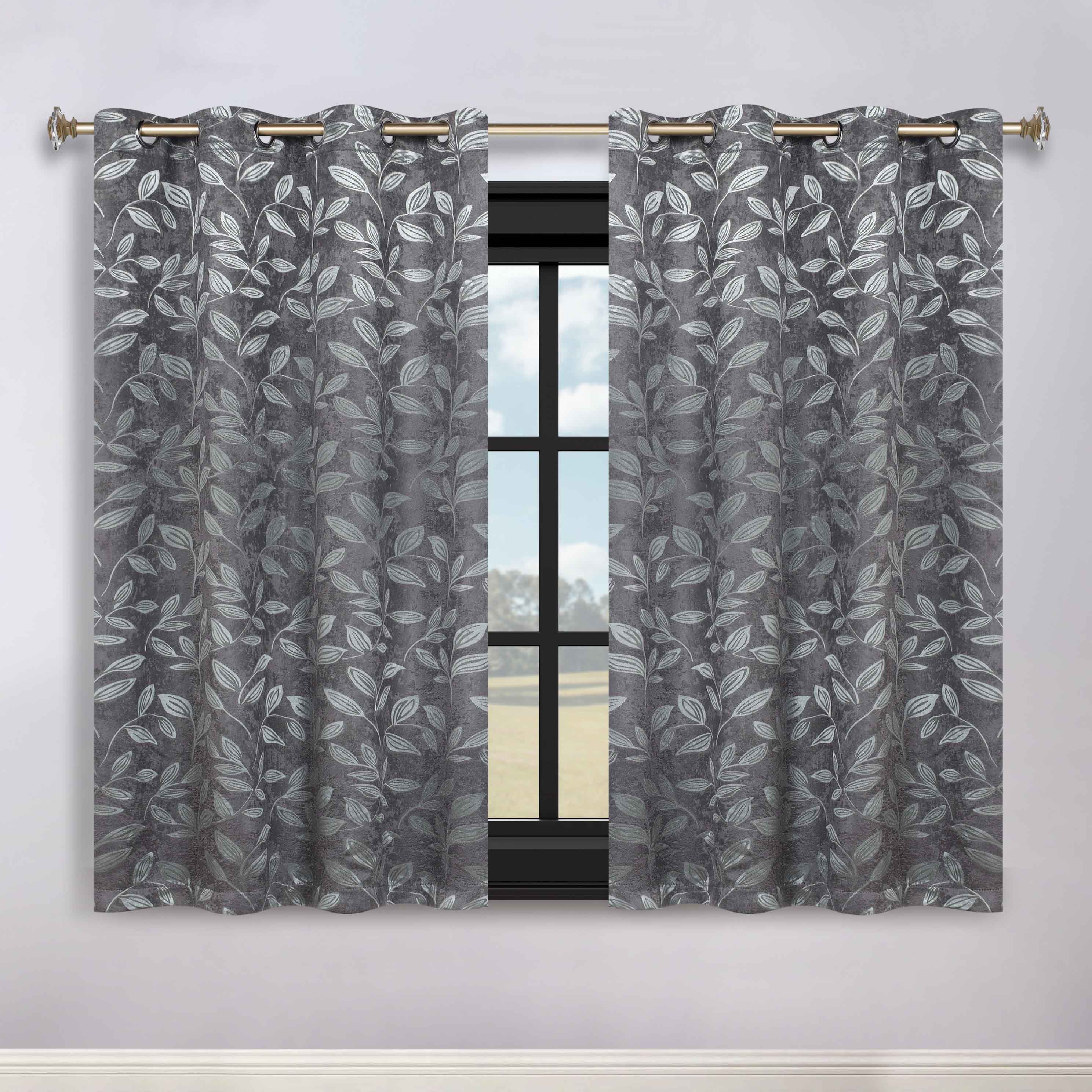 Leaves Room Darkening Washable Blackout Curtain Panels, Set of 2 - Blackout Curtains by Superior