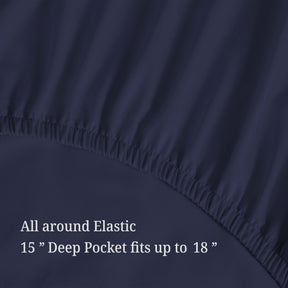 Egyptian Cotton 300 Thread Count Solid Deep Pocket Sheet Set - Navy Blue
