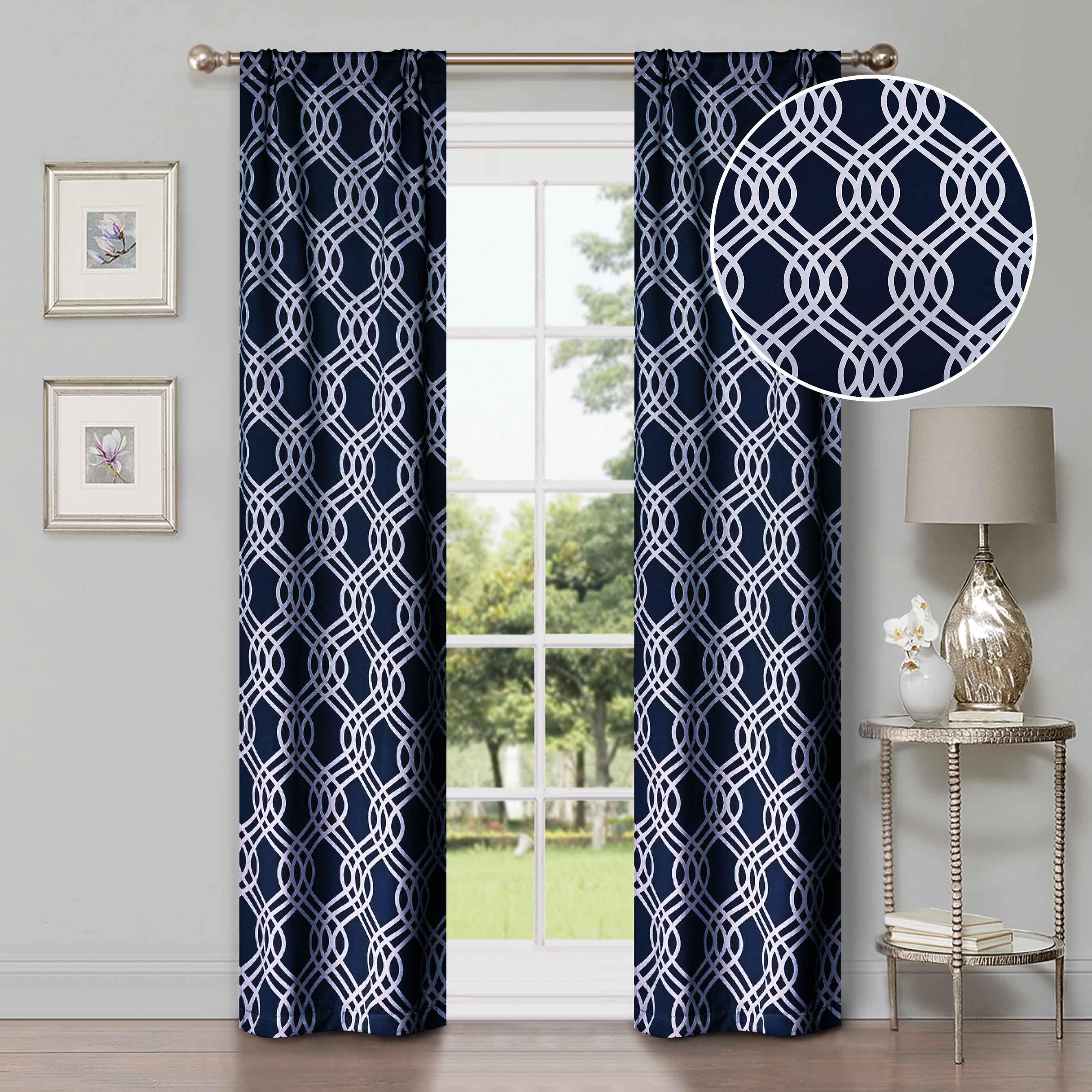 Ribbon Trellis Washable Room Darkening Blackout Curtains, Set of 2 - Blackout Curtains by Superior Brand