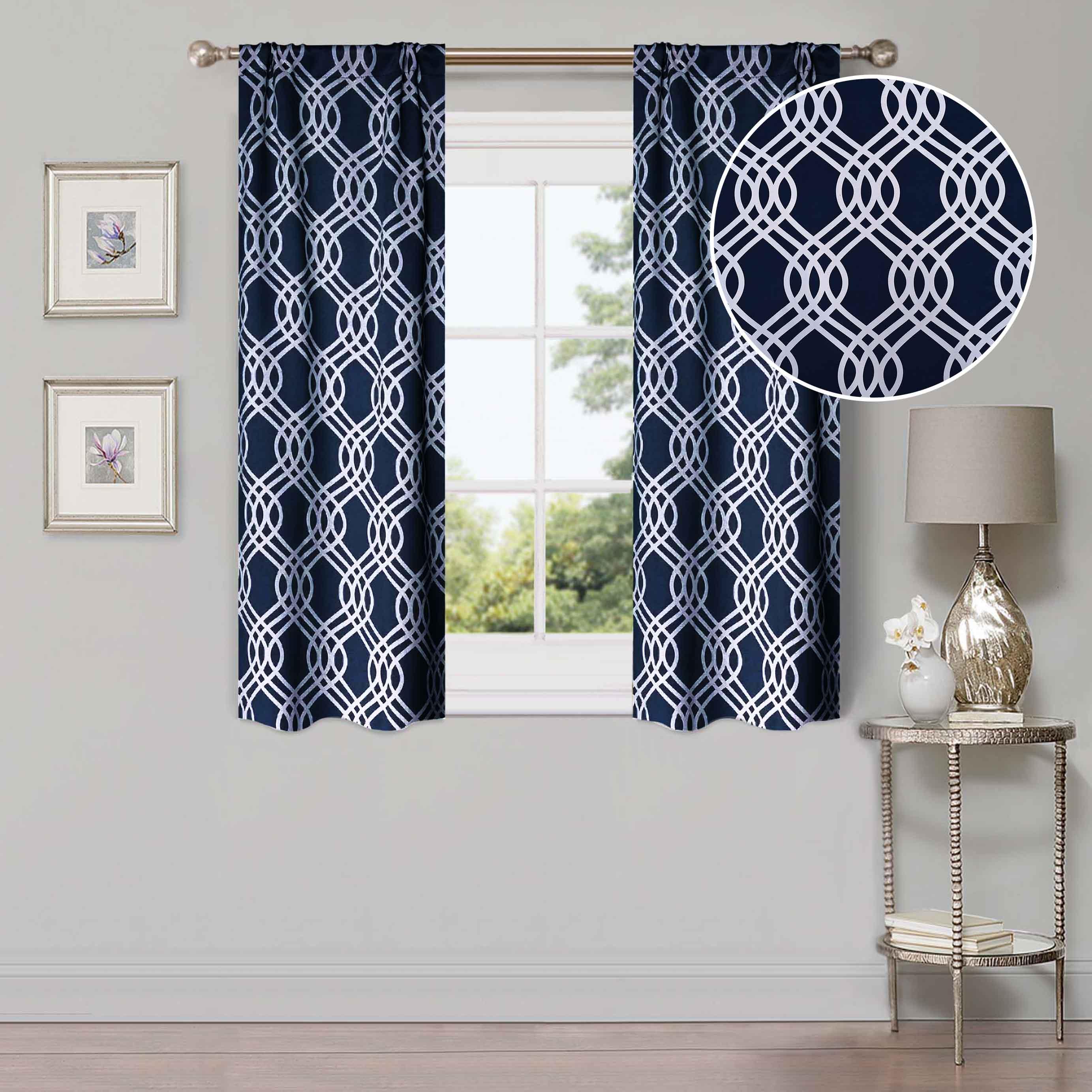 Ribbon Trellis Washable Room Darkening Blackout Curtains, Set of 2 - Blackout Curtains by Superior Brand