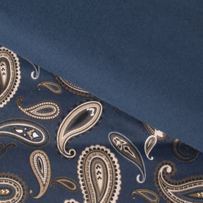 Superior Flannel Cotton Paisley Luxury Duvet Cover Set -  Navy Blue