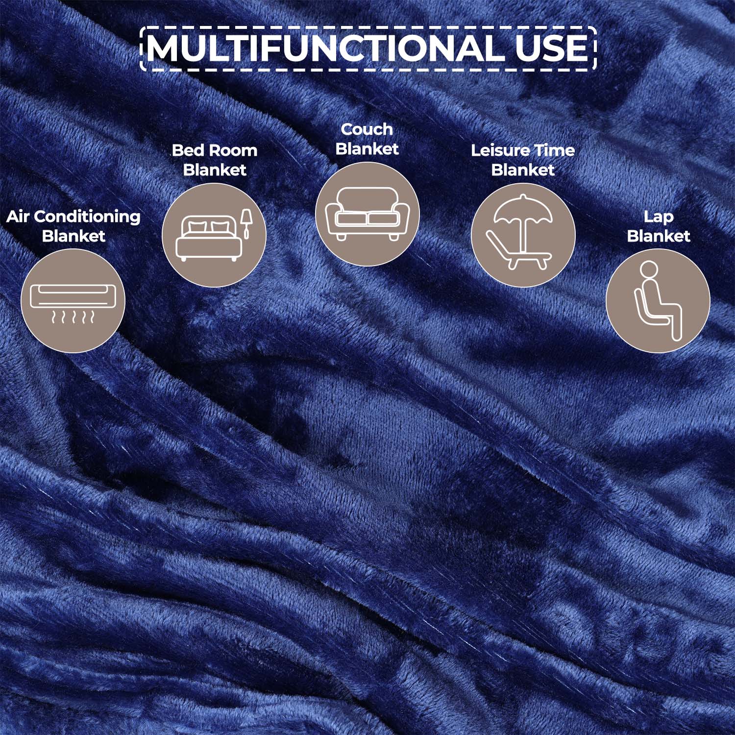 Fleece Plush Medium Weight Fluffy Soft Decorative Blanket Or Throw - Navy Blue