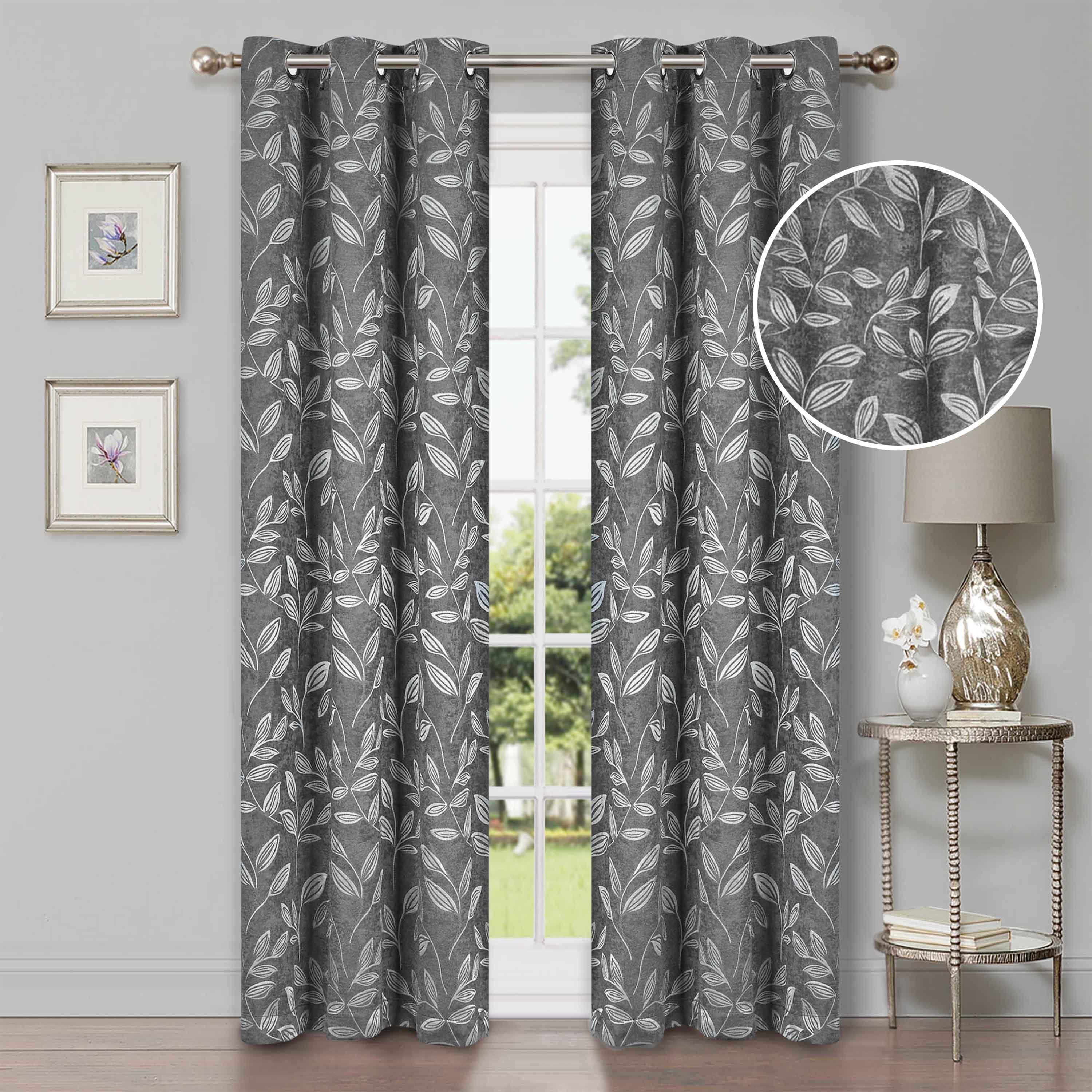 Leaves Machine Washable Room Darkening Blackout Curtains, Set of 2 - Blackout Curtains by Superior Brand