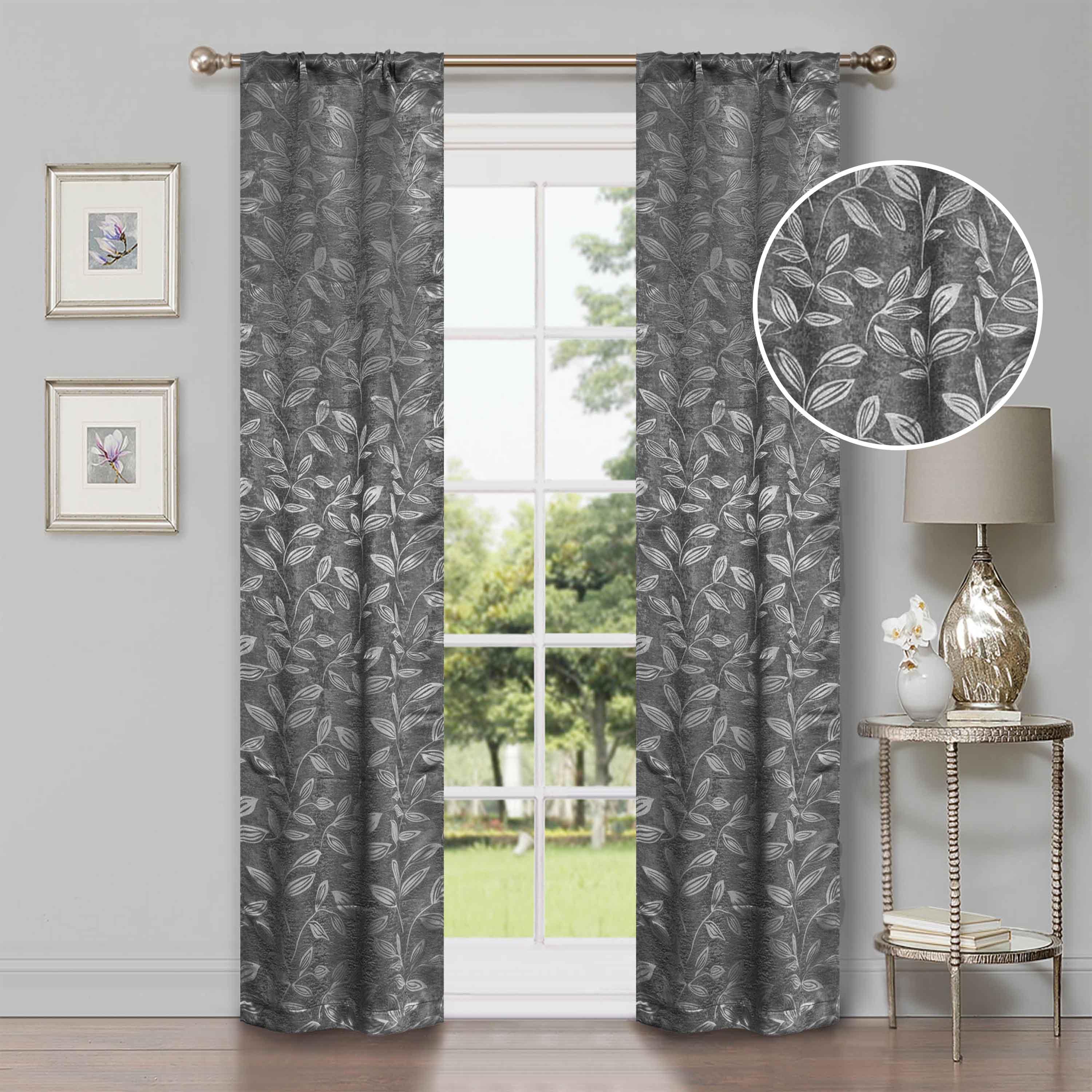 Leaves Machine Washable Room Darkening Blackout Curtains, Set of 2 - Blackout Curtains by Superior Brand