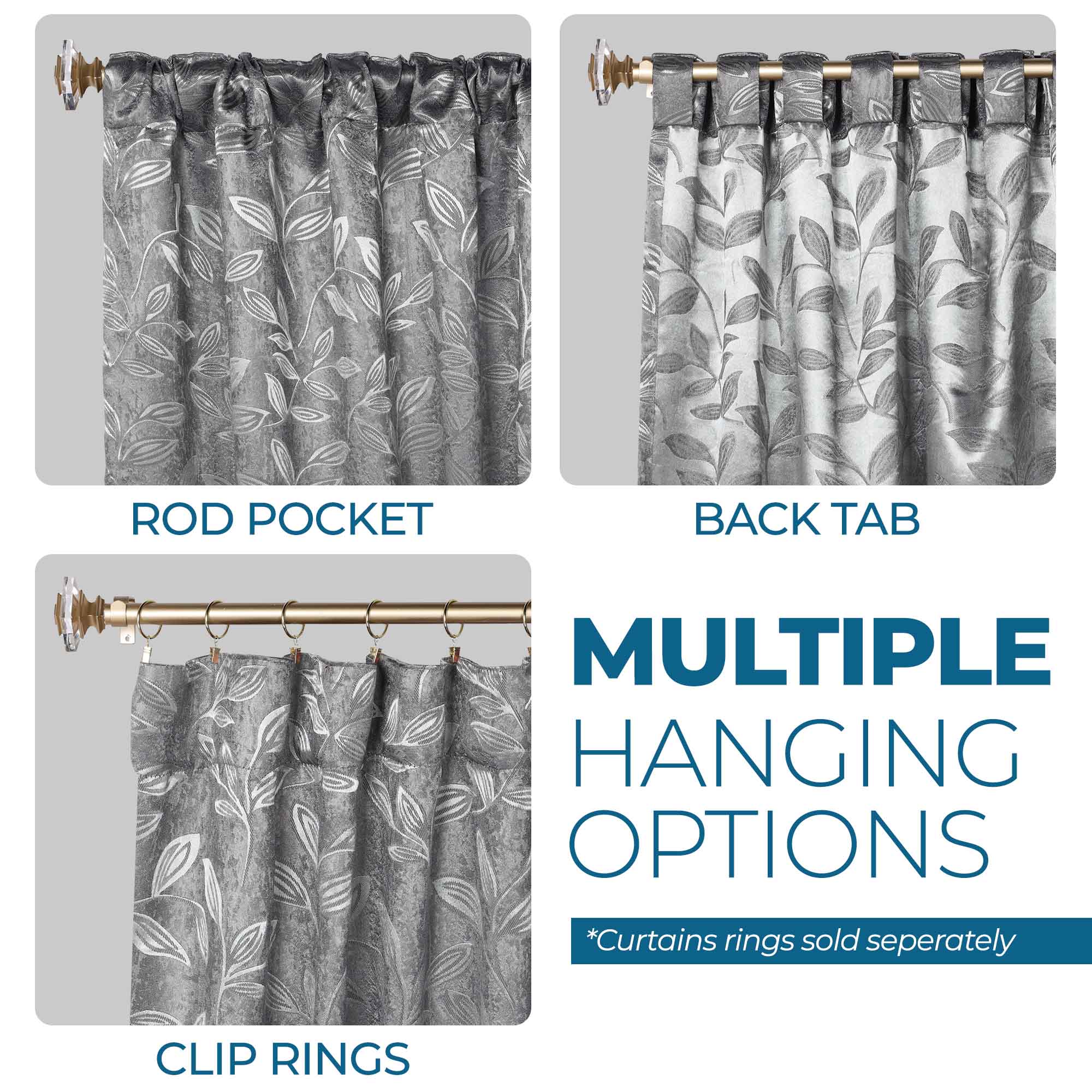 Leaves Room Darkening Back Tabs Blackout Curtain Panels, Set of 2 - Blackout Curtains by Superior