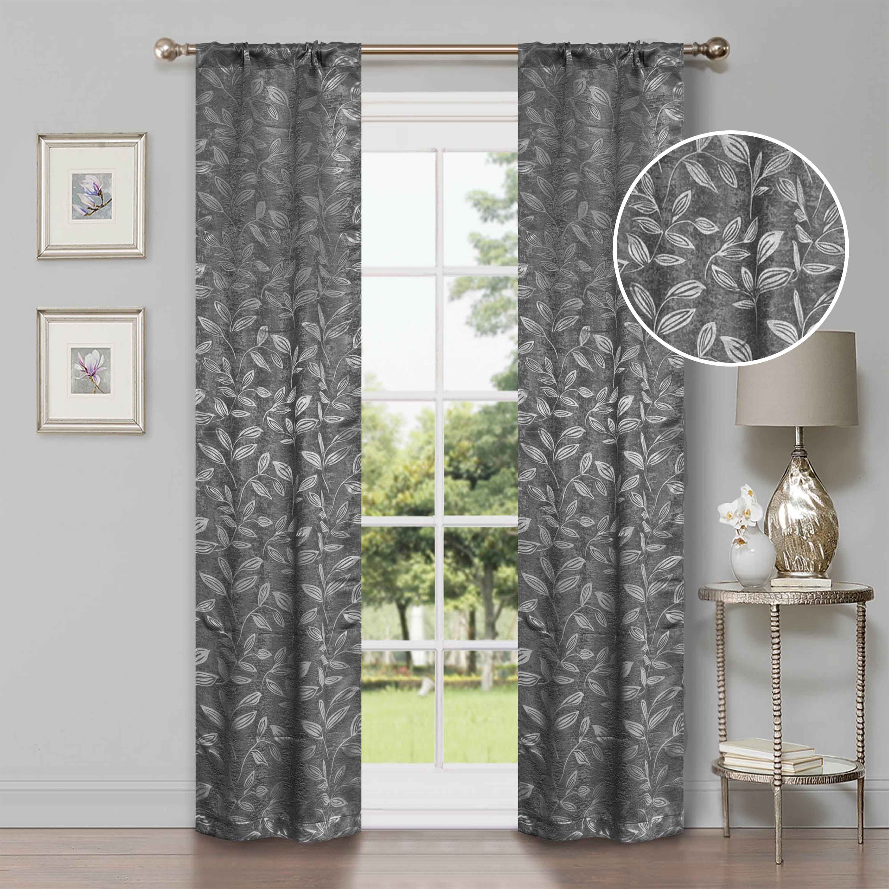 Leaves Room Darkening Washable Blackout Curtain Panels, Set of 2 - Blackout Curtains by Superior