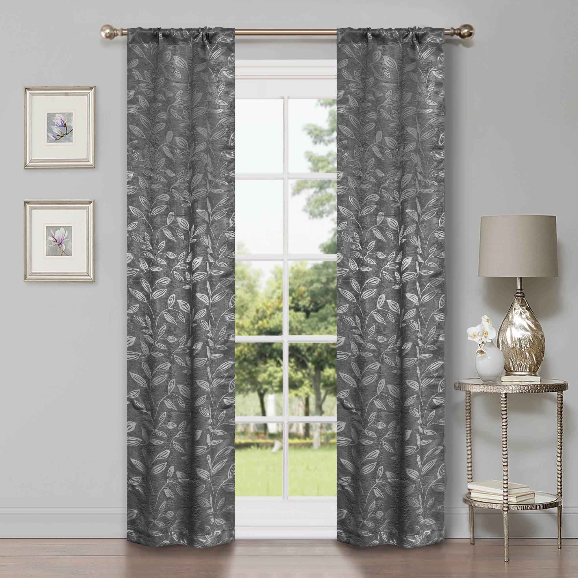 Leaves Room Darkening Washable Blackout Curtain Panels, Set of 2 - Blackout Curtains by Superior