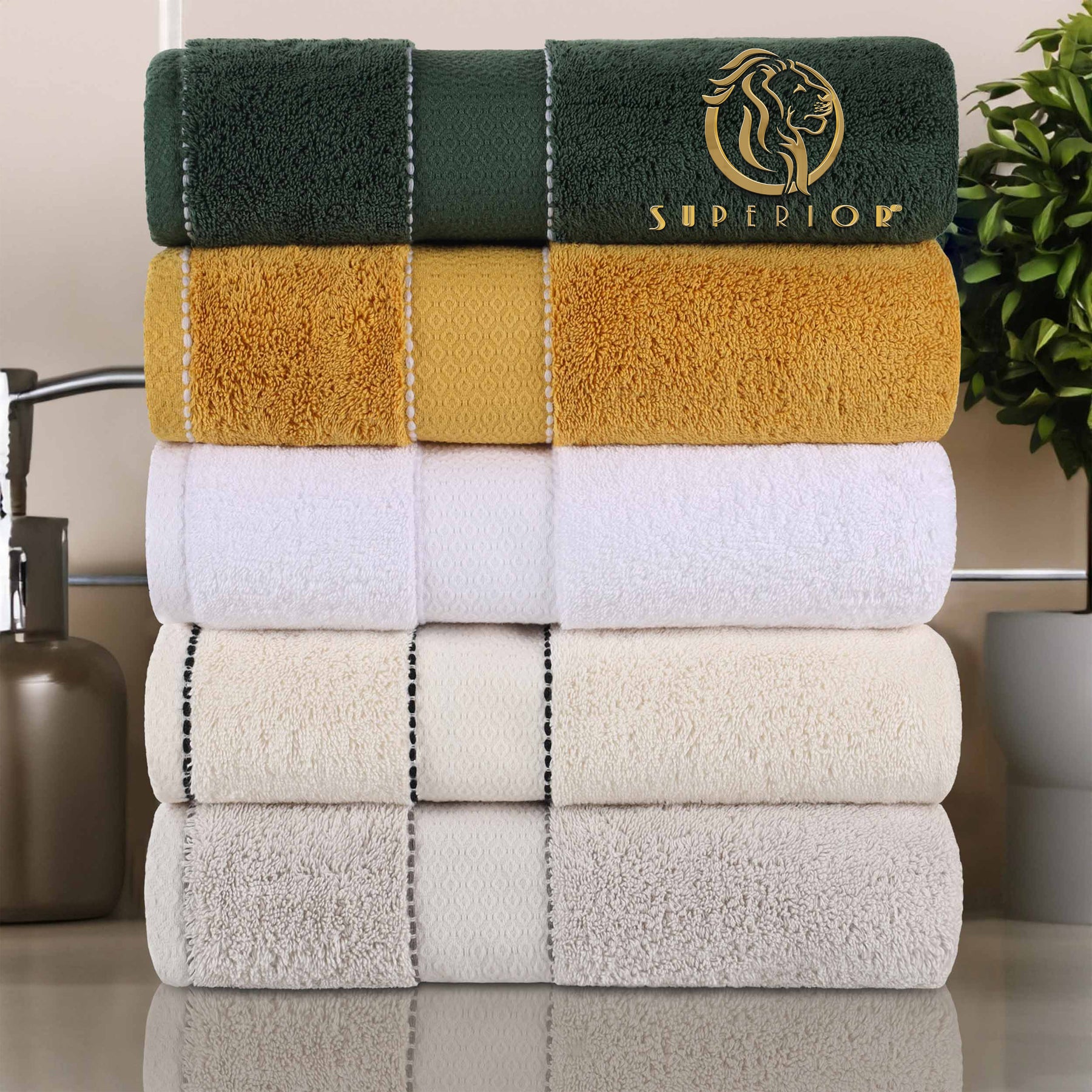 Niles Egyptian Giza Cotton Dobby Plush Face Towel Washcloth Set of 12
